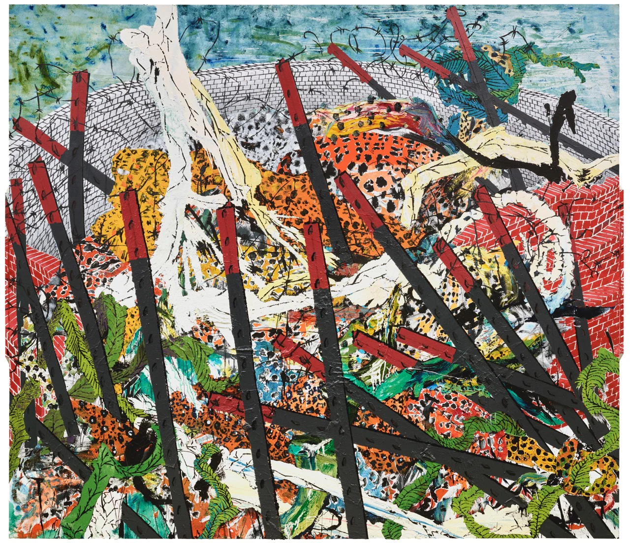 Andrew Piedilato, Leopard, 2023, Oil, alkyd, acrylic on canvas, 96 x 109 1/2 in 244 x 278 cm
