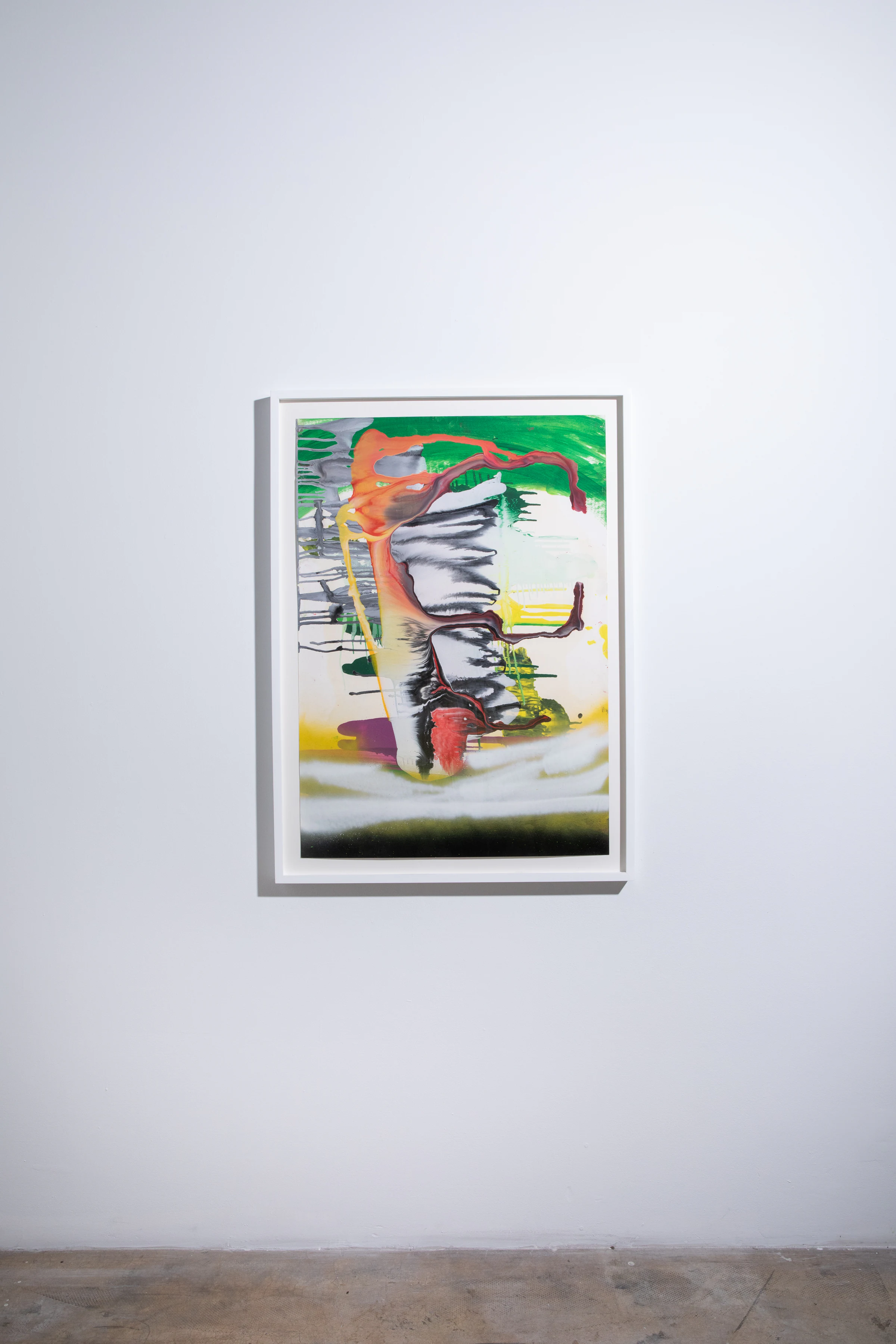 Felicidad Moreno, Sin título, 2022, Oil, enamel and spray on paper, 39 3/8 x 27 1/2 in, 100 x 70 cm (Unframed) 44 x 32 in, 111.8 x 81.3 cm (Framed)