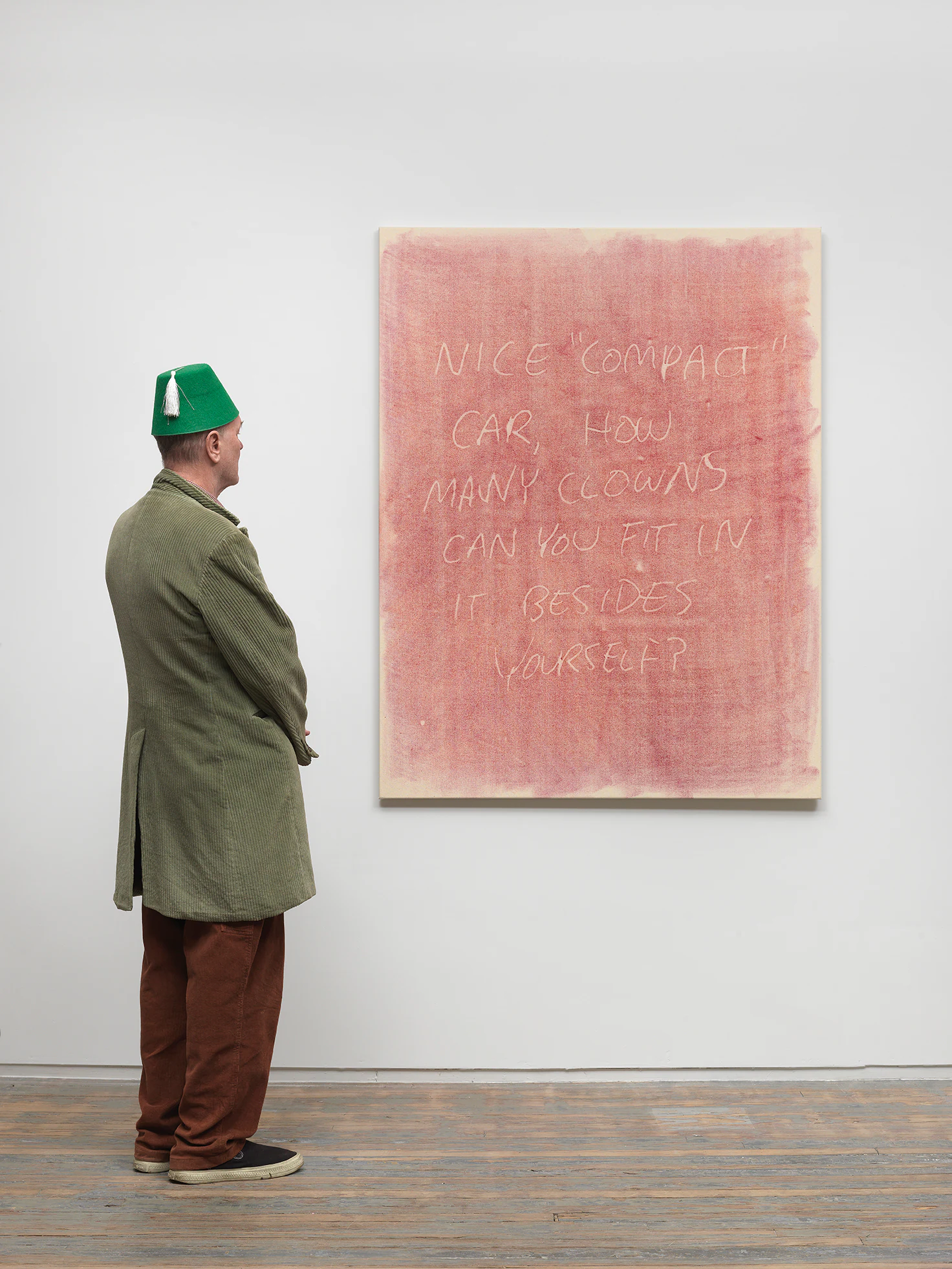 Ben Werther, Clowns, 2023, Crayon on Unprimed Canvas, 62 x 48 in 157.5 x 121.9 cm