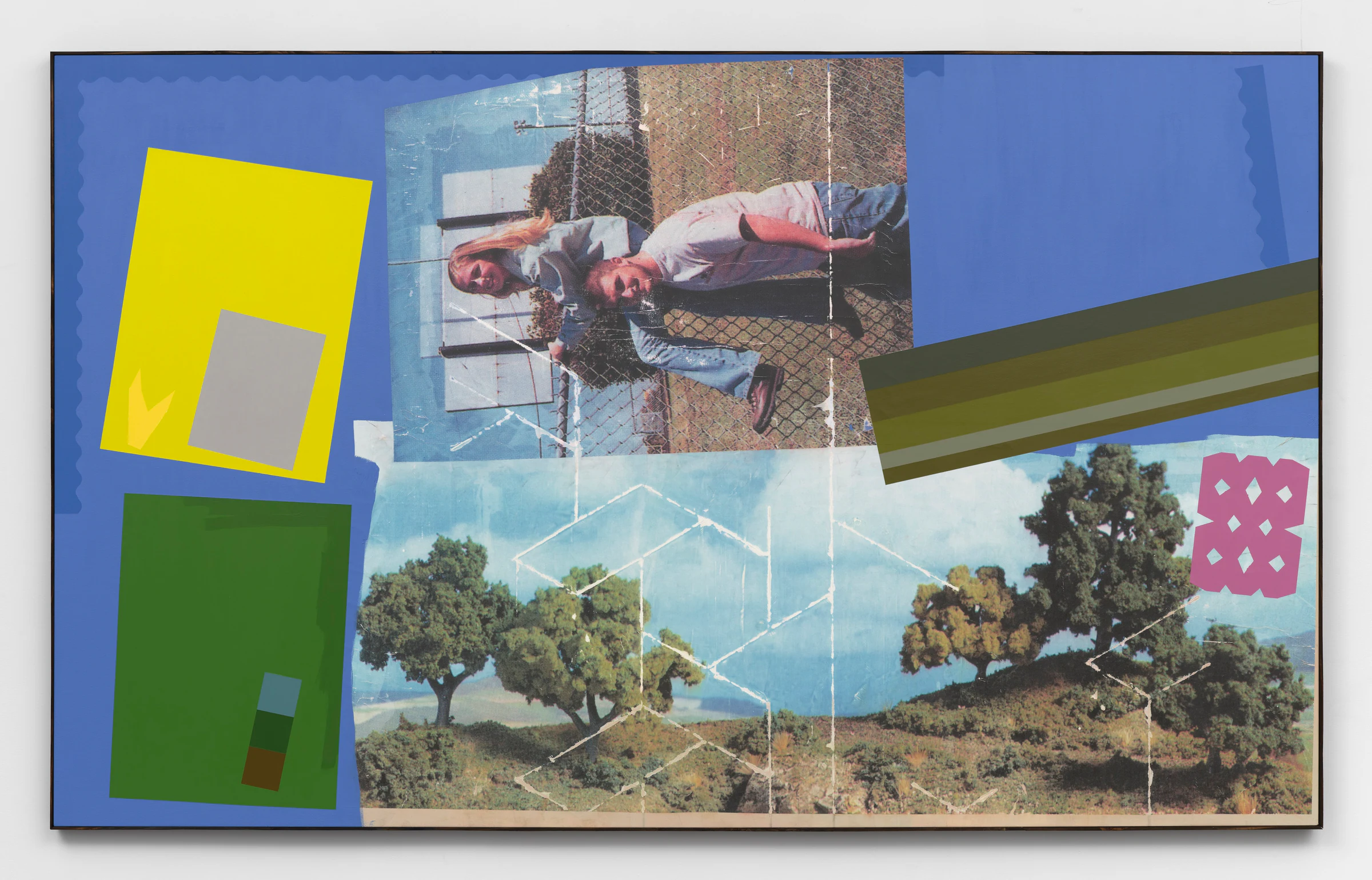 High School Hallway Craft Project, 2025, Acrylic and collage on canvas, 61 x 100 in 154.9 x 254 cm
