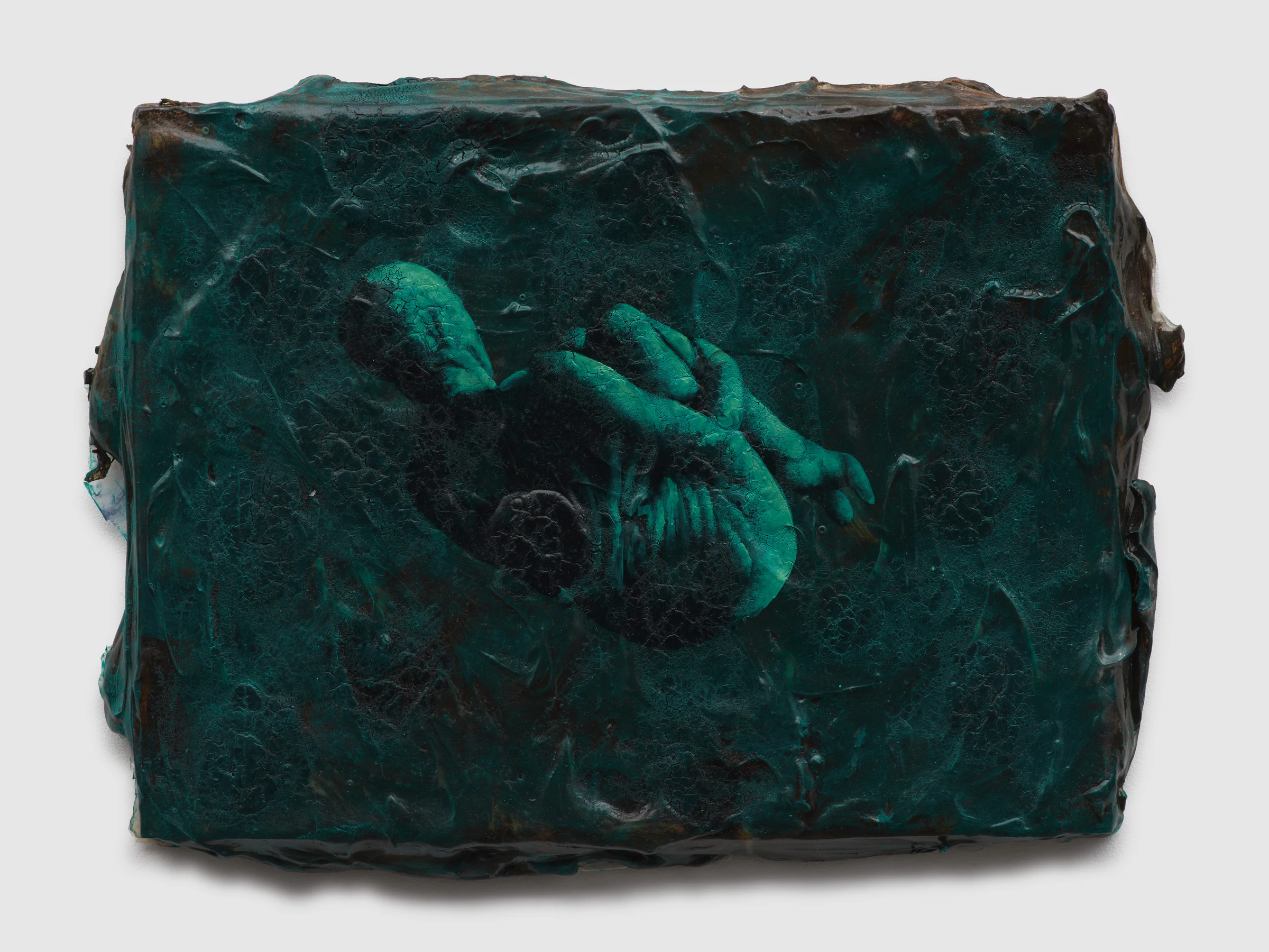 Adrian Schachter, After Gutmann’s diver, 1, 2024, Acrylic, oil, and tempera on canvas , 9 x 12 in 23 x 30.5 cm