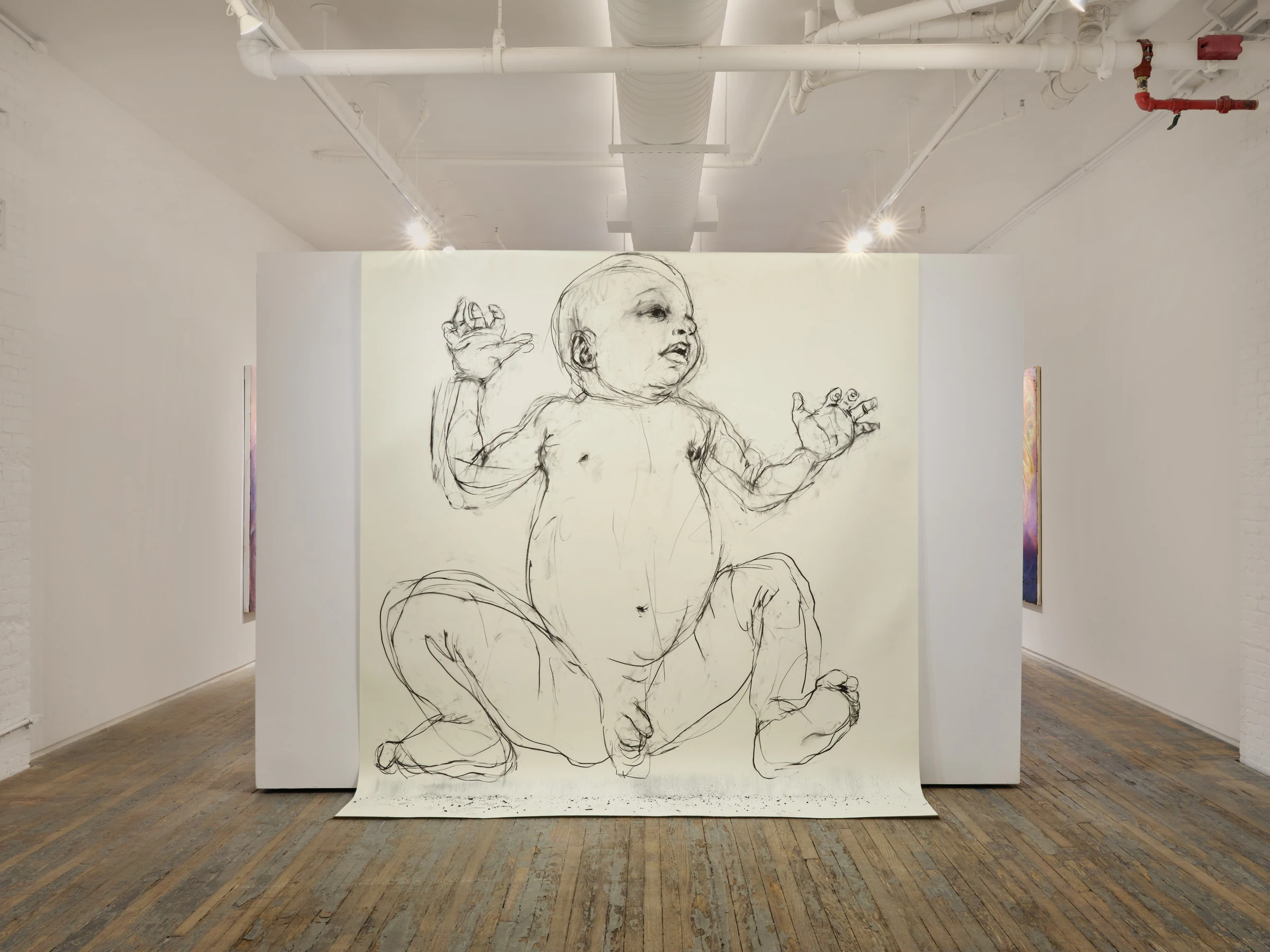 Mercedes Llanos, Hijo , 2024, Charcoal on paper, 107 x 107 in 271.8 x 271.8 cm
