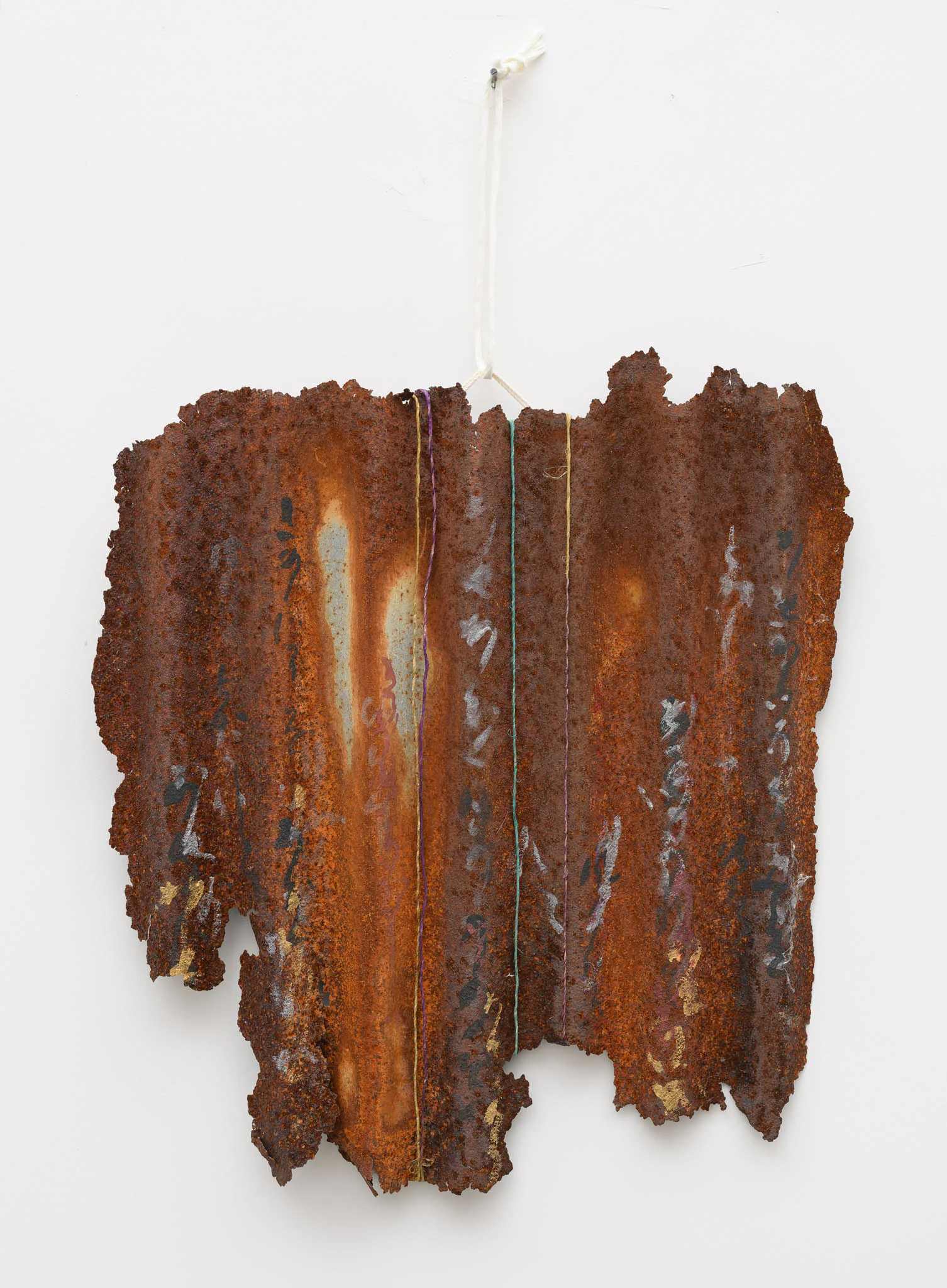 Issen Nishigaki, Totan, 2025, Sumi ink on rusted iron, 11 x 9 7/8 in 28 x 25 cm