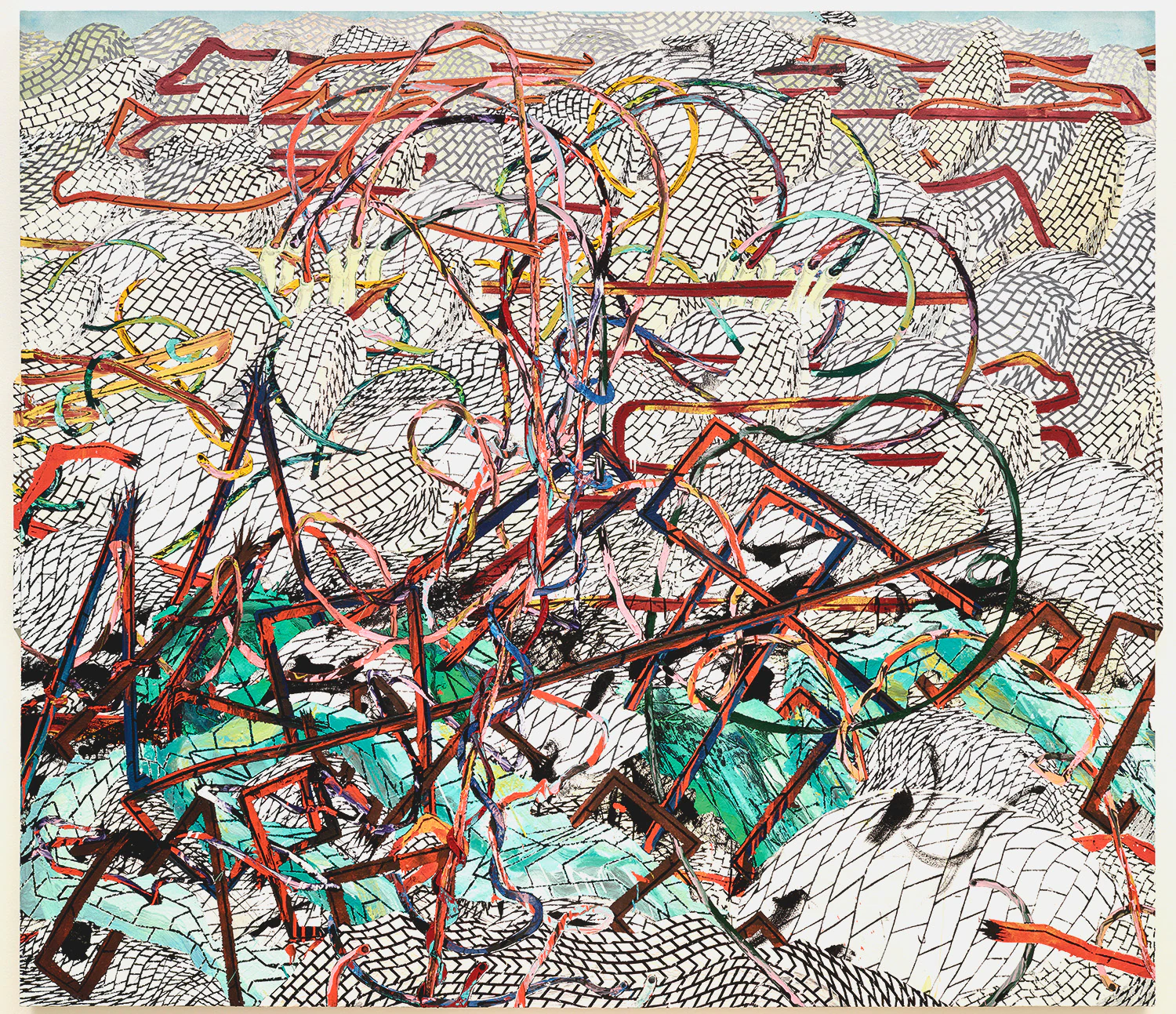 Andrew Piedilato, Submarine, 2024, Oil, alkyd, acrylic on canvas, 95 3/4 x 94 in 243 x 239 cm