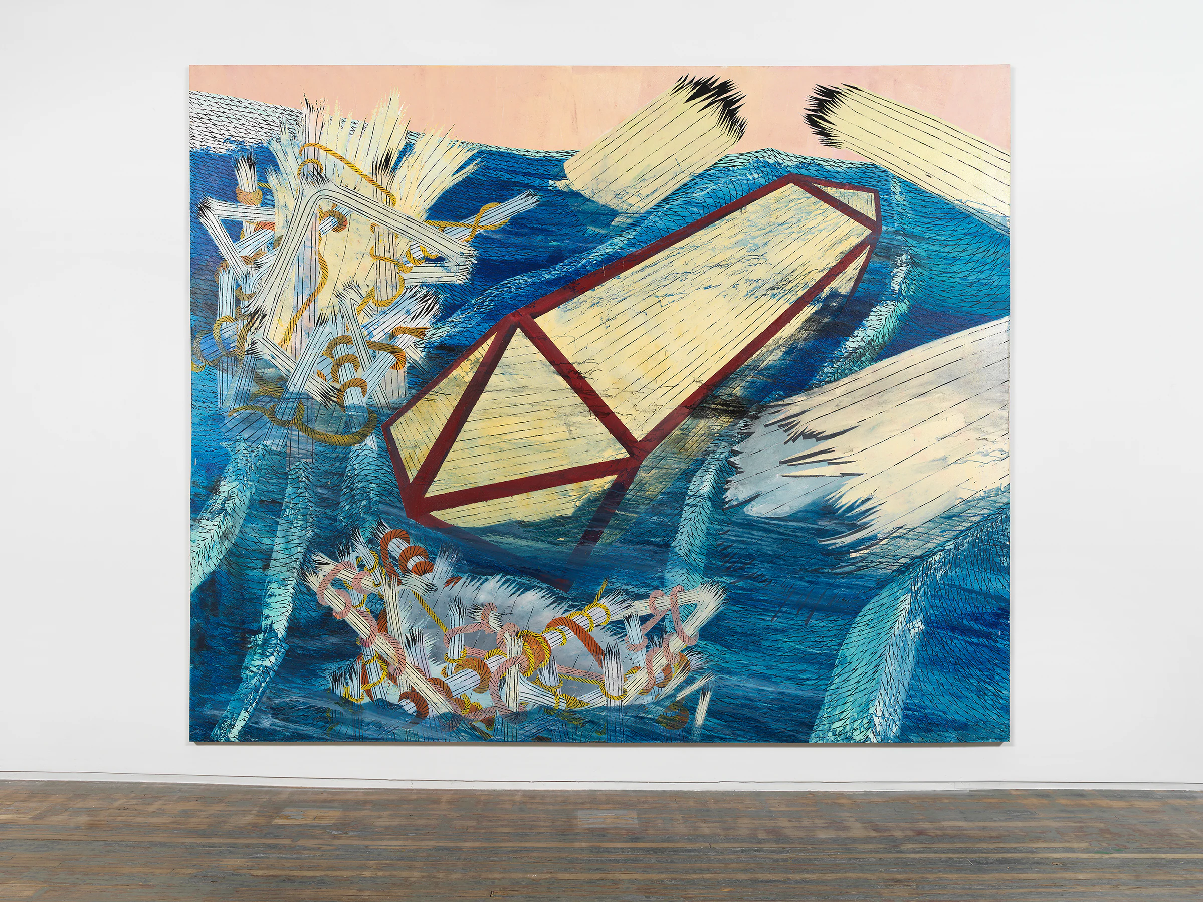 Andrew Piedilato, Sea Coffin, 2013, Acrylic and Alkyd on Canvas, 117 x 141 1/2 in 297.2 x 359.4 cm