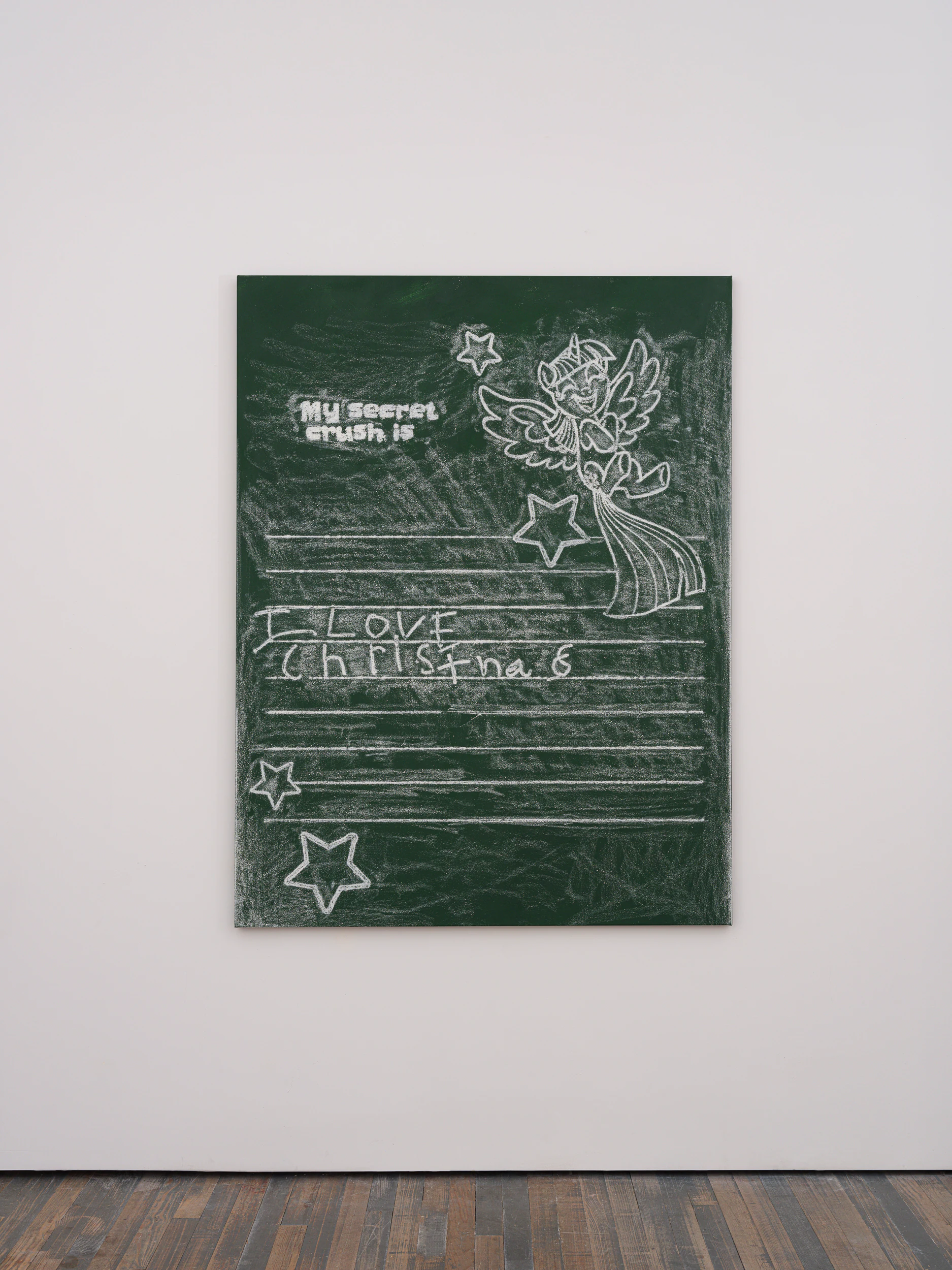 krampus, 2024, Crayon and acrylic paint on primed canvas, 63 x 48 in 160 x 122 cm