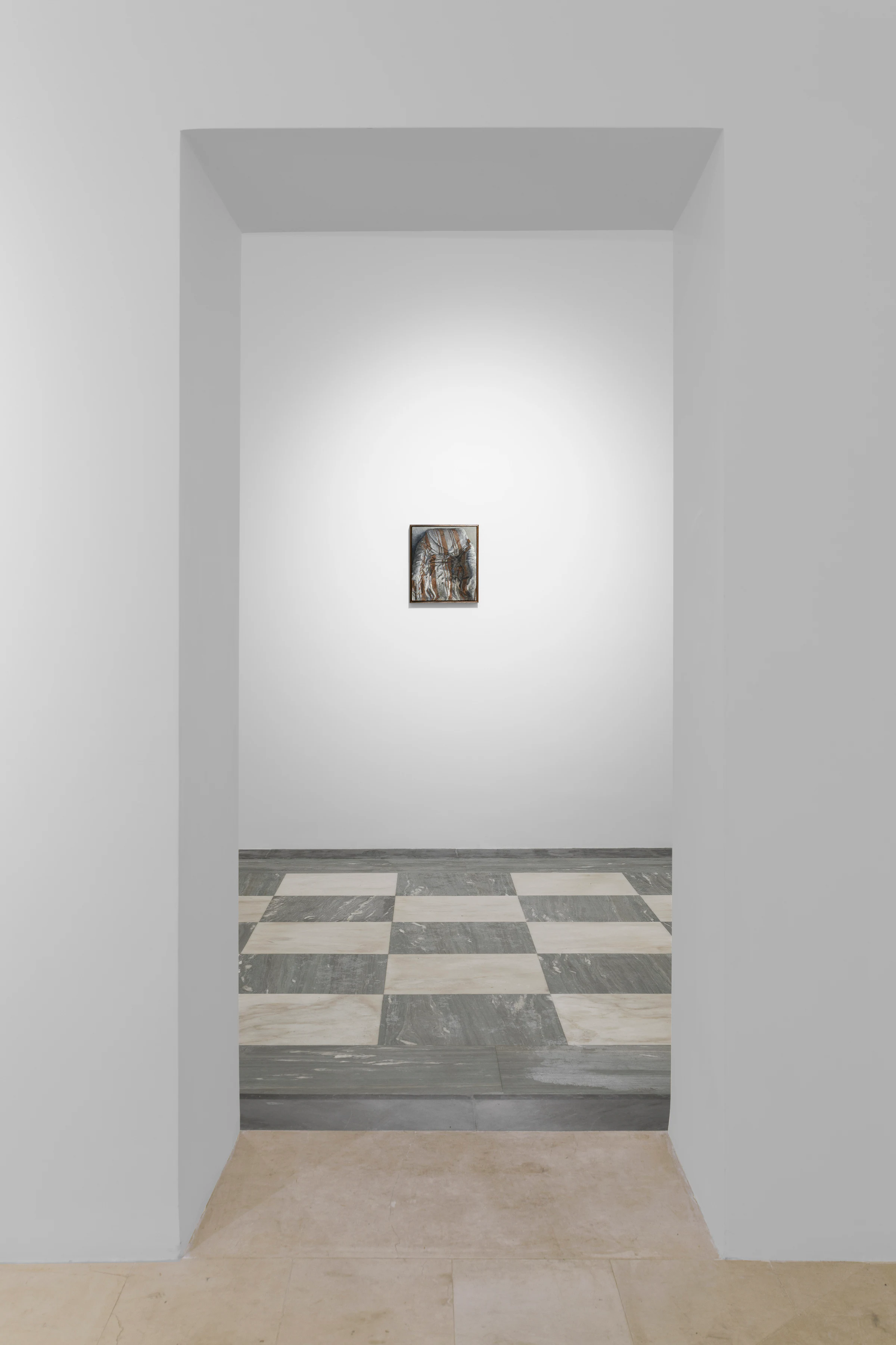 Justin Bradshaw: 9 Paintings with drapery and eggs, installation view