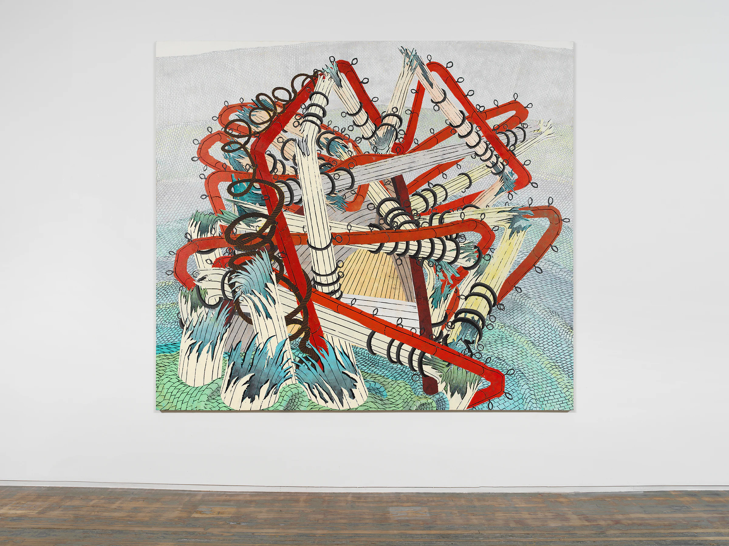 Wake, 2015, Alkyd and acrylic on canvas, 96 x 109 1/2 in 243.8 x 278.1 cm