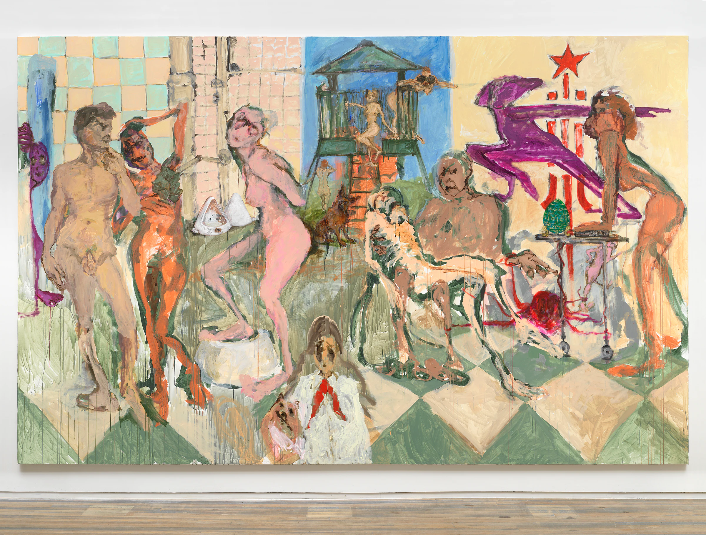 A Crushing Wave of Unconciousness, 2022, Acrylic on canvas, 120 1/8 x 191 in, 305 x 485 cm