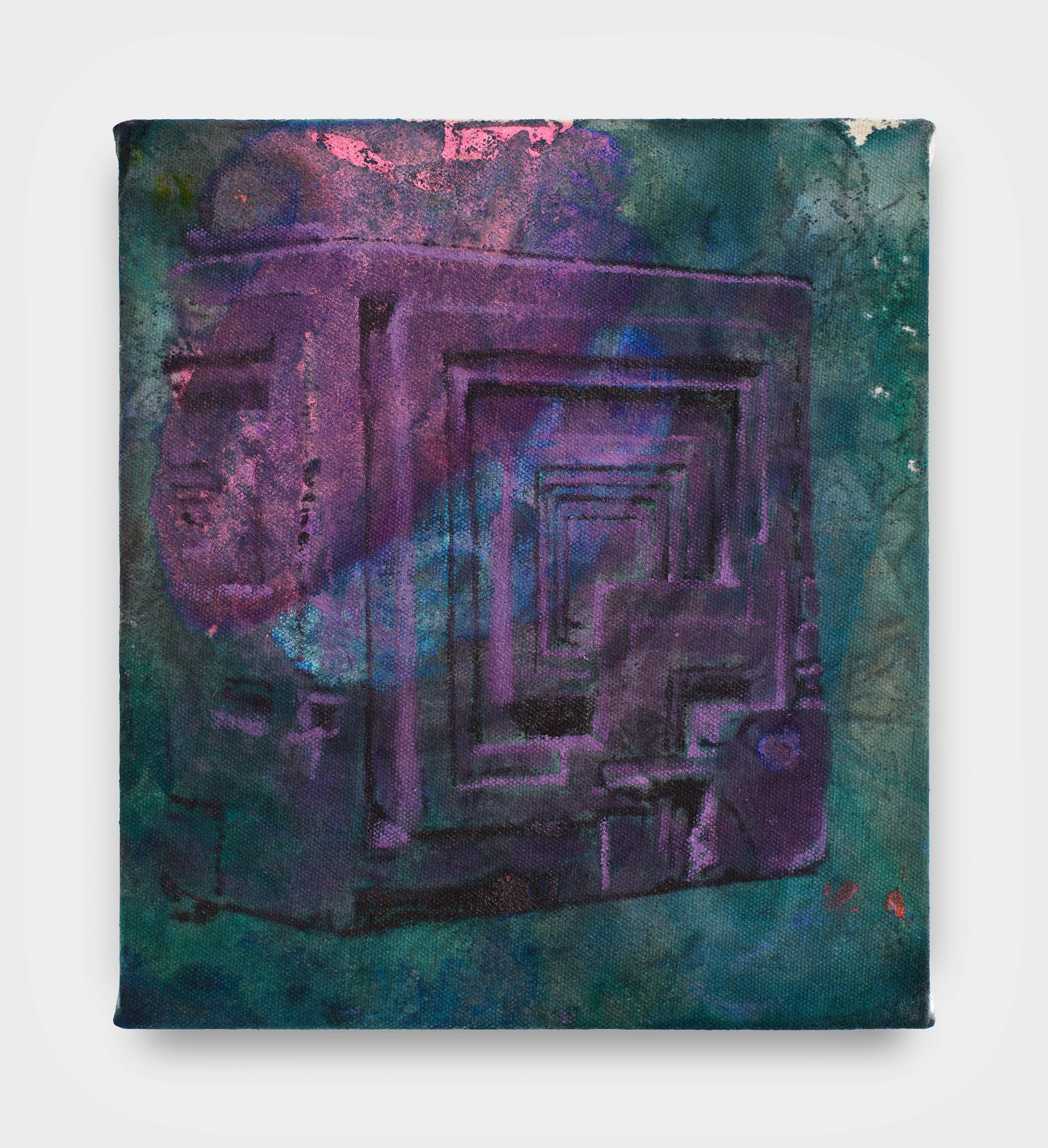 Adrian Schachter, Ennis House Tile, 2025, Acrylic, oil, and tempera on canvas, 10 x 9 in 25.4 x 22.9
