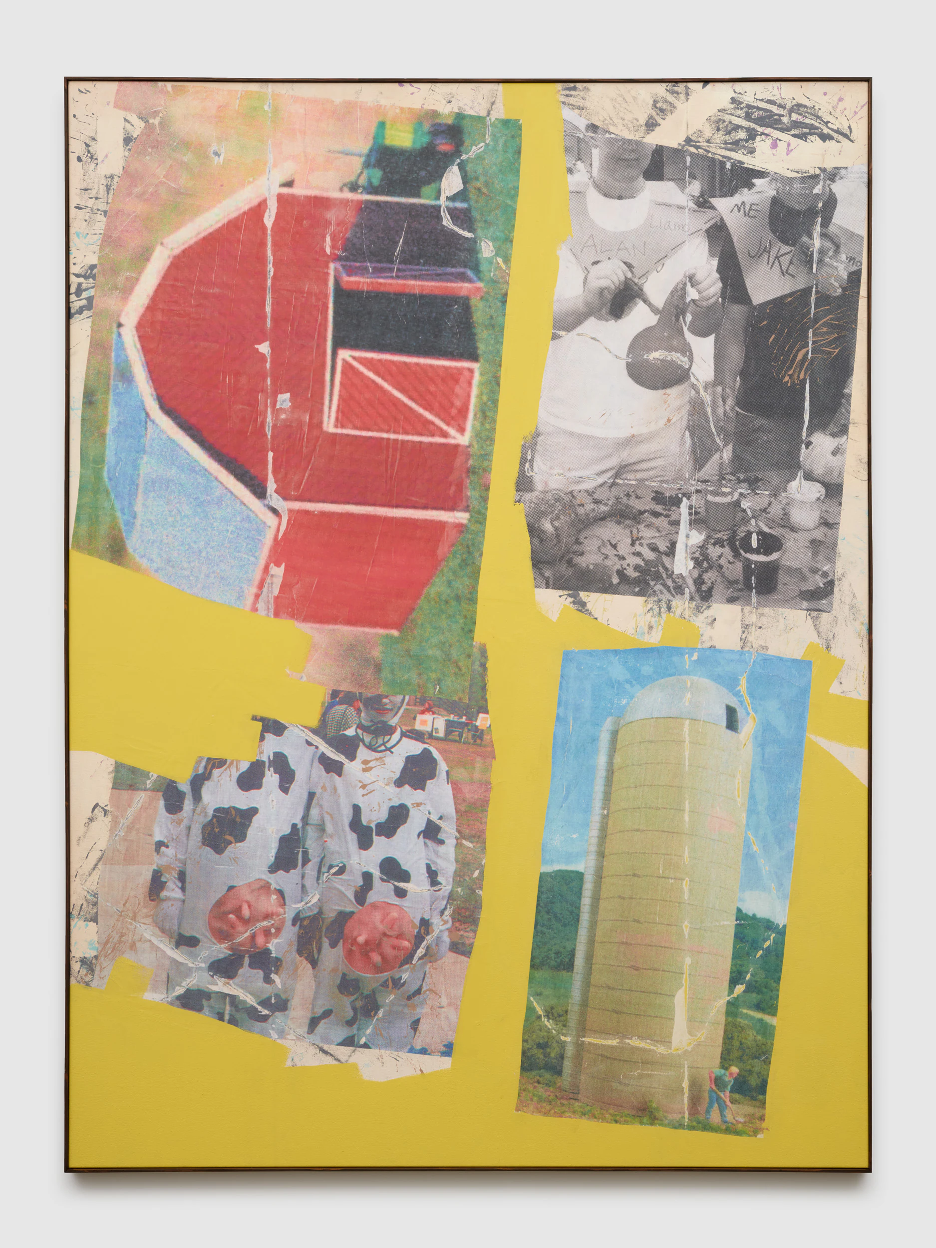 Ben Werther, Barnyard Burial, 2025, Acrylic and collage on canvas, 84 x 62 in 213.5 x 157.5 cm
