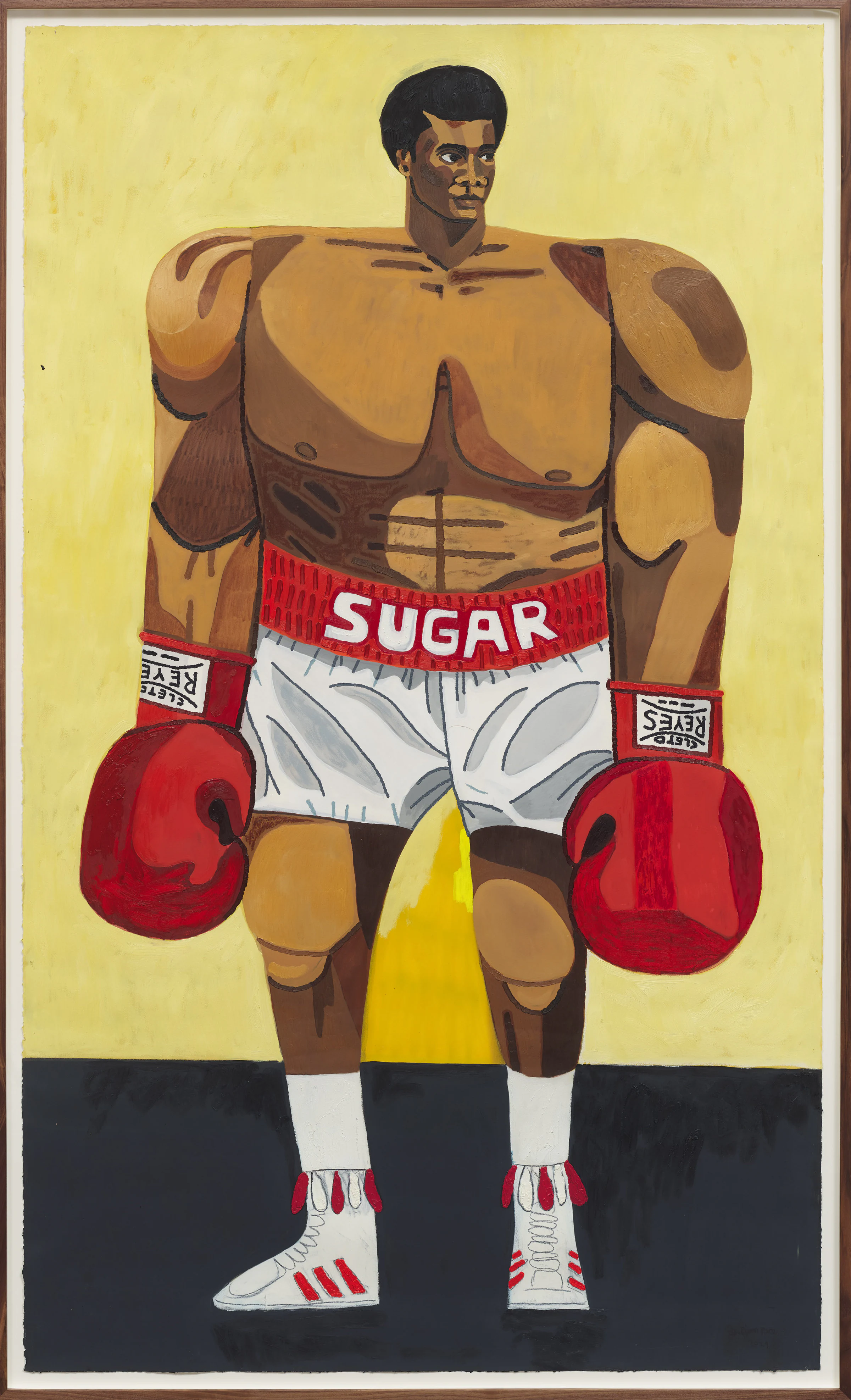 Julian Pace, Sugar Ray Leonard, 2021, Oil and Acrylic on Paper, 92 x 55 in, 233.7 x 139.7 cm