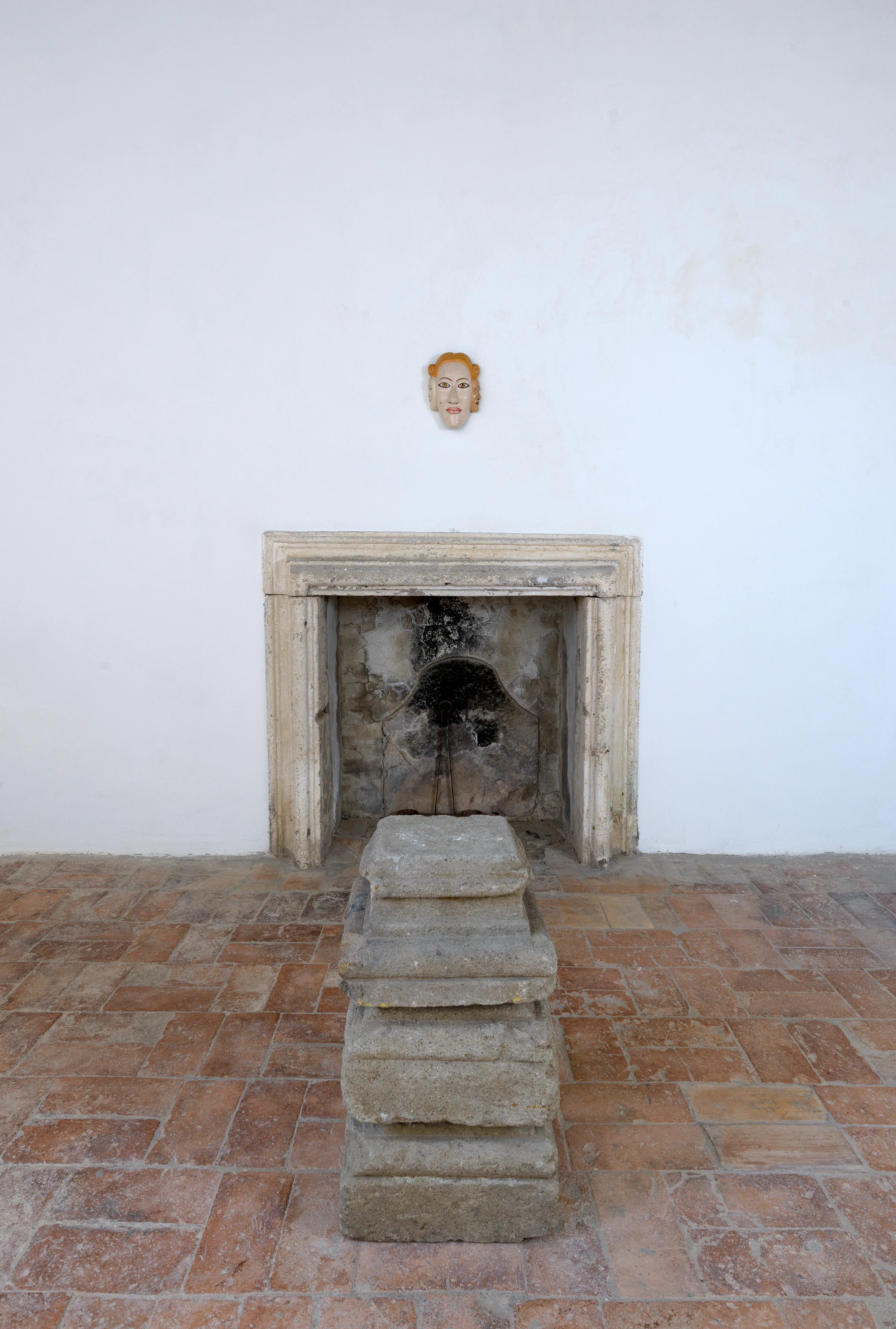 Luigi Ontani, Giorgio Franchetti Barone. Le tre età, 1982, Maschera intagliata in legno pule dipinto, 29.5 x 21.5 x 12 cm; 11 5/8 × 8 1/2 × 4 3/4 in