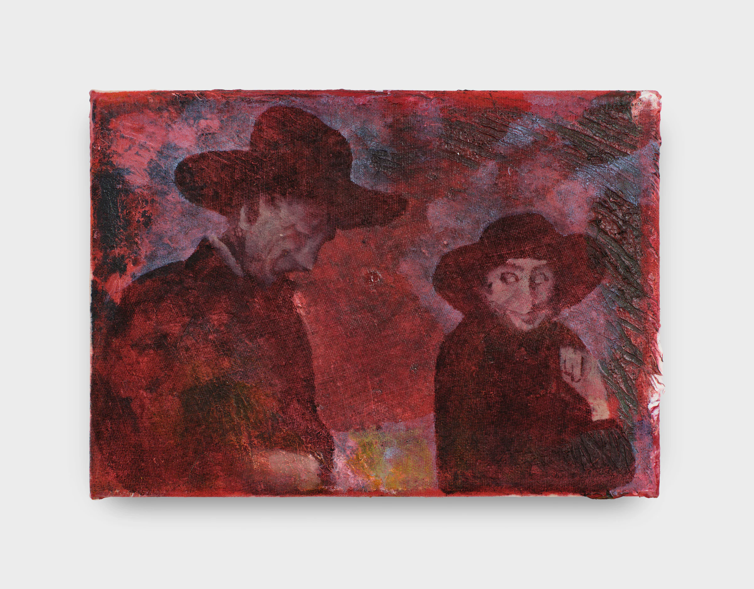 Adrian Schachter, Georgia and Orville, 2025, Acrylic, oil, and tempera on canvas, 5 x 7 in 12.7 x 17.8 c