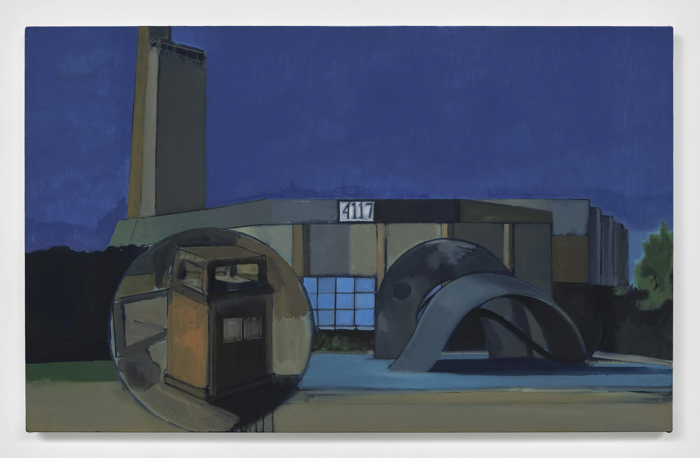 Braden Hollis, Ext. Veteran Memorial Building, 2026, Oil on canvas, 30 x 48 in 76.2 x 121.9 cm