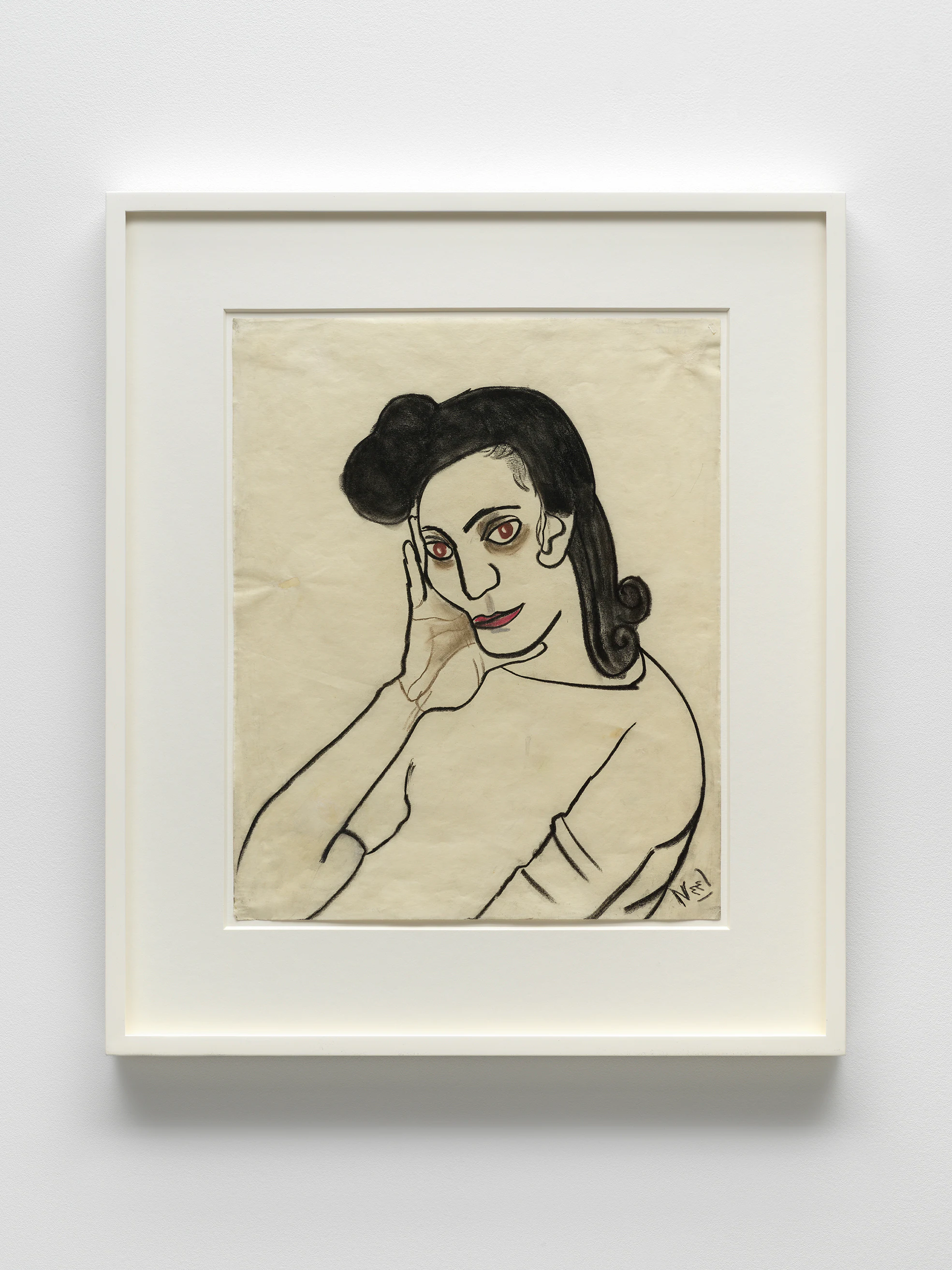 Alice Neel, Portrait of a Dark Haired Woman, 1943, Pastel on paper, 17 x 13 3/4 in, 43 x 34.9 cm (Unframed) 24 1/4 x 20 7/8 x 1 1/2 in, 61.6 x 53 cm (Framed)