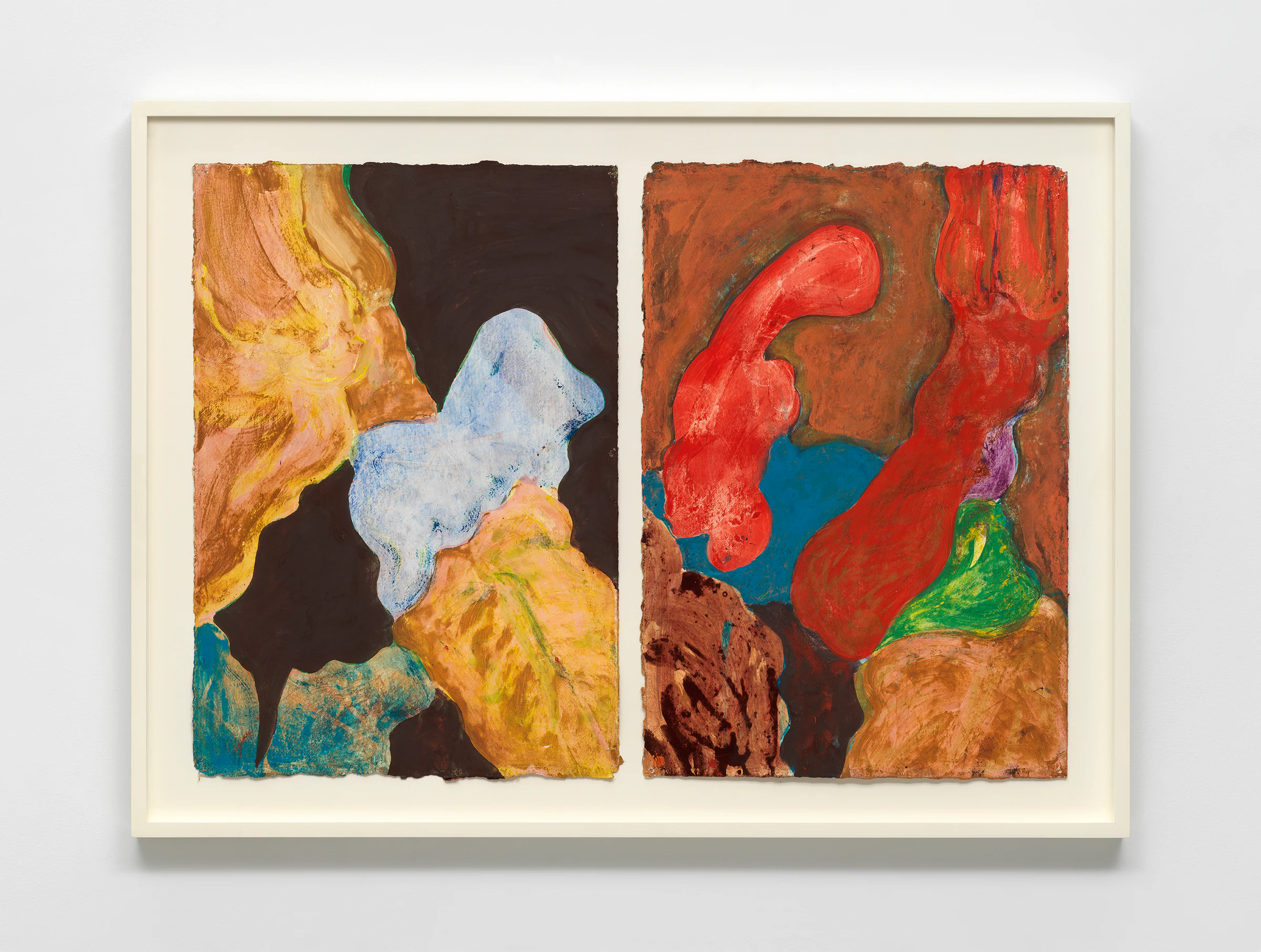 Bill Jensen, Spannocchia Transgressions II (Diptych), 2015, Egg and oil tempera on heavy arches paper , 21 5/8 x 15 3/8 in, 55 x 39 cm (Each piece unframed) 26 3/8 x 35 13/16 in, 67 x 91 cm (Framed)