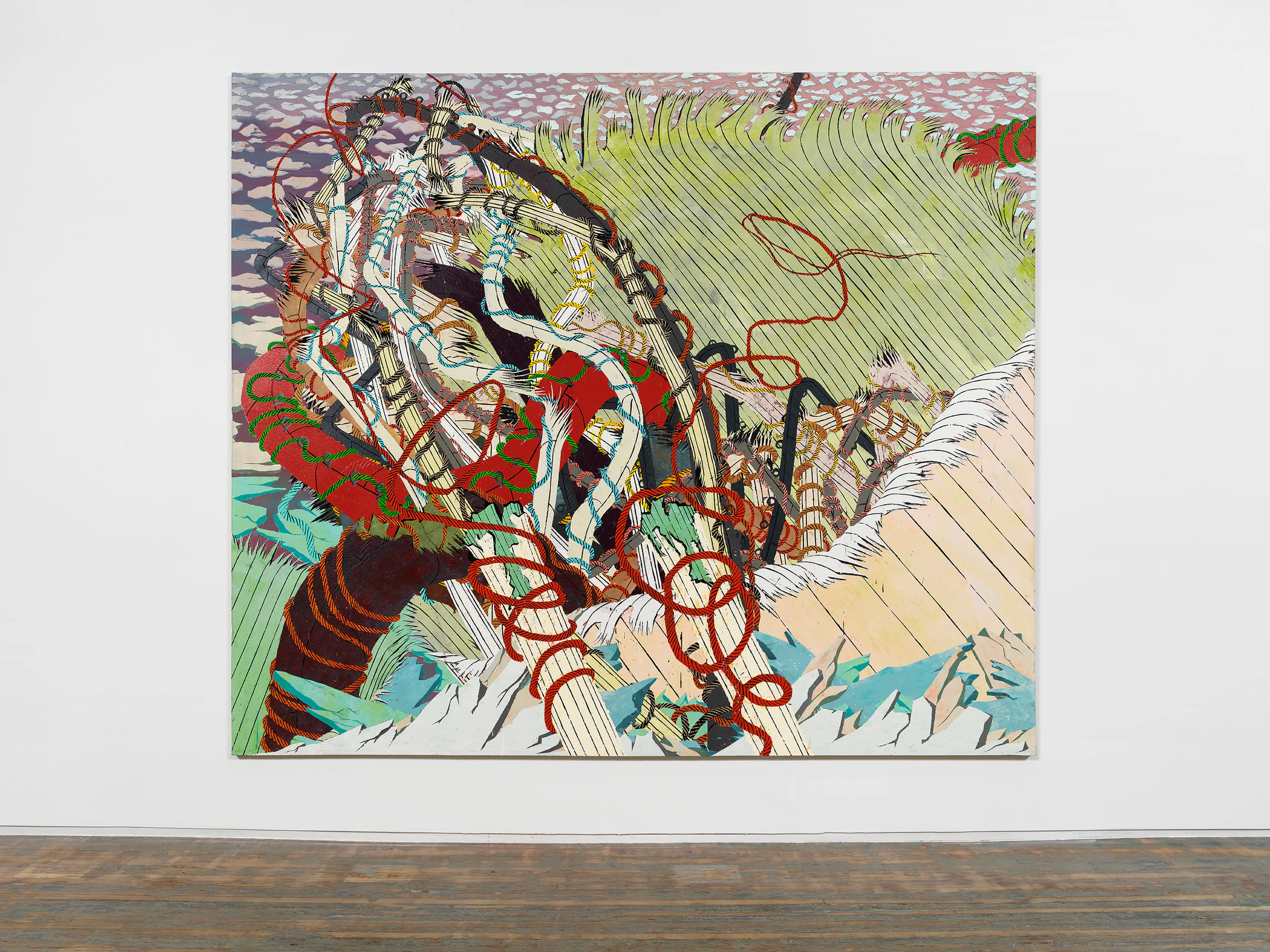 Andrew Piedilato, Pillars, 2015, Alkyd and acrylic on canvas, 108 x 126 1/2 in 274.3 x 321.3 cm