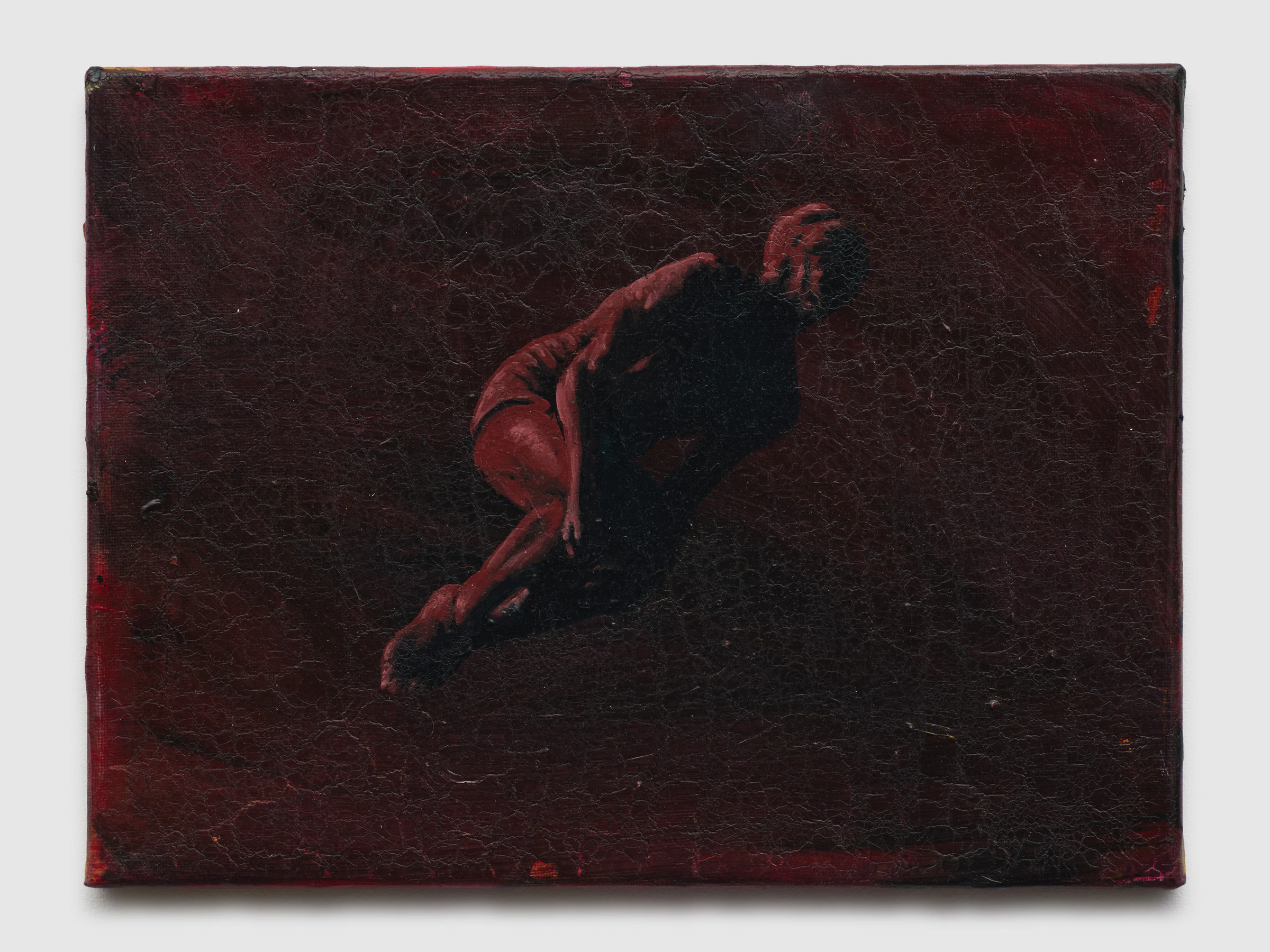 Adrian Schachter, After Gutmann’s diver, 2, 2024, Acrylic, oil, and tempera on canvas , 9 x 12 in 23 x 30.5 cm
