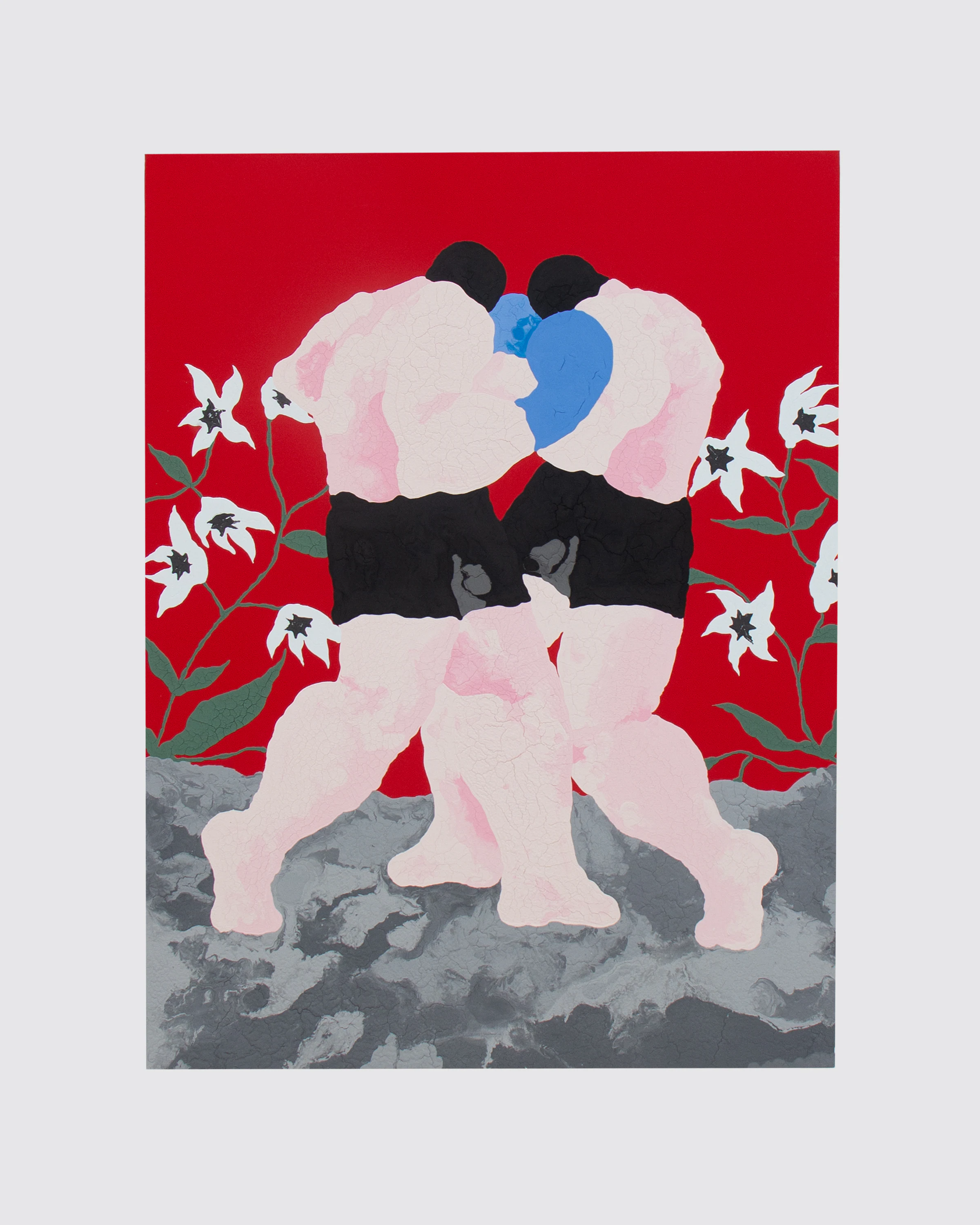 Marco Scarpi, Duello sui pirenei, 2021, Acrylic and Marble Dust on Canvas, 63 x 47 1/4 in, 160 x 120 cm