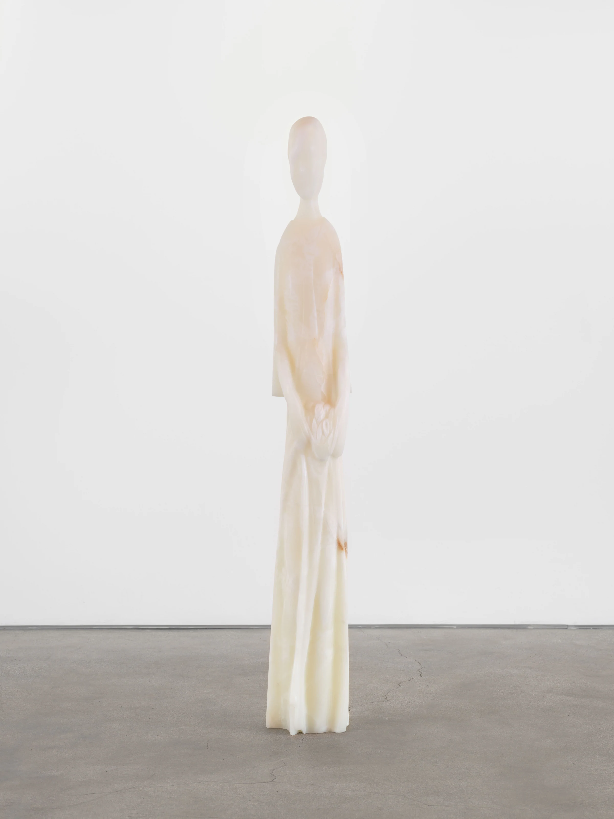 Yves Scherer, Goodnight Moon, 2025, White onyx, 61 3/4 x 9 1/2 x 7 7/8 in, 157 x 24 x 20 cm