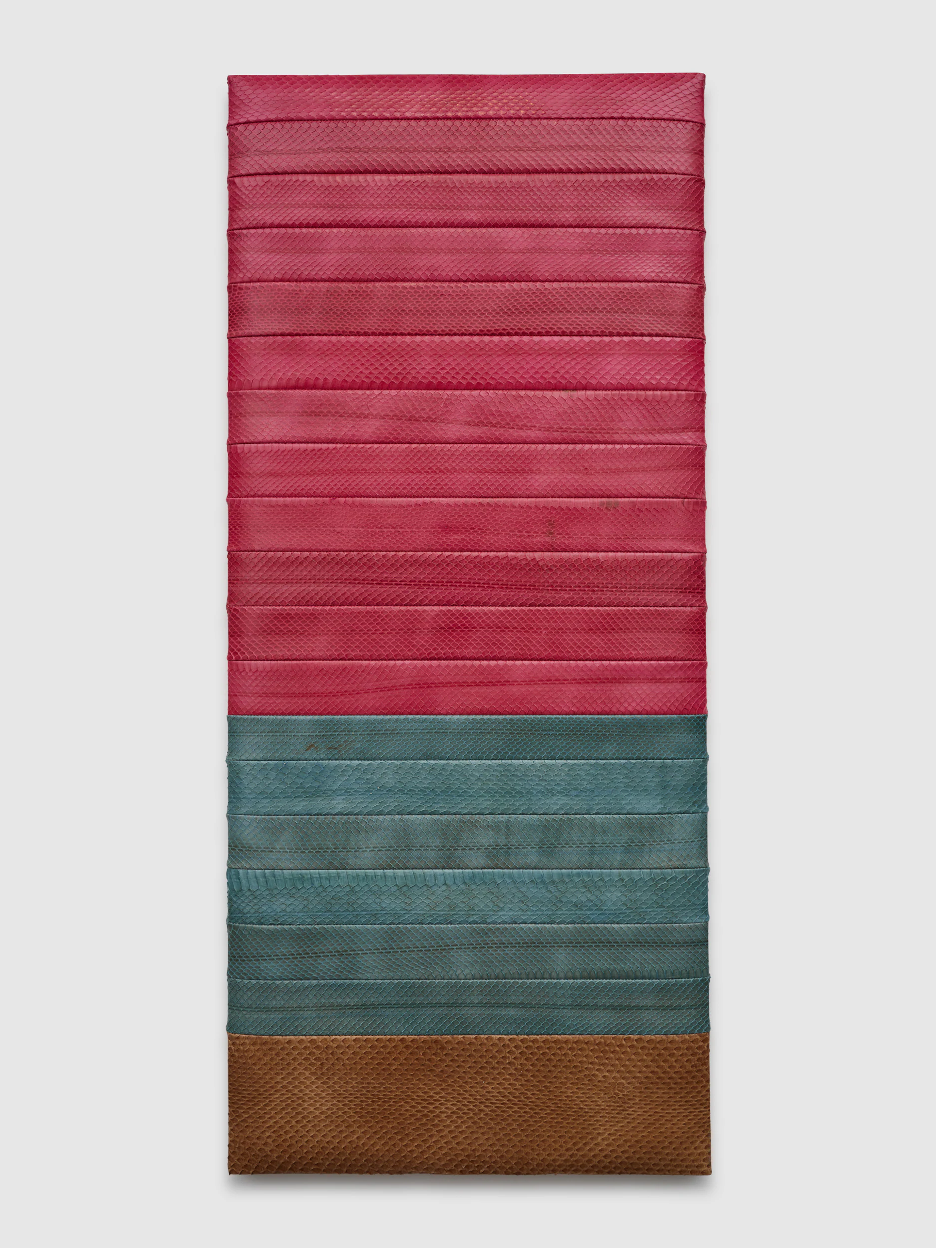 Daniele Milvio, Sonata Per Sola Mano Sinistra (Sonata for Left Hand Only), 2023, Dyed snakeskin (deadstock), 39 3/4 x 17 5/16 in 101 x 44 cm
