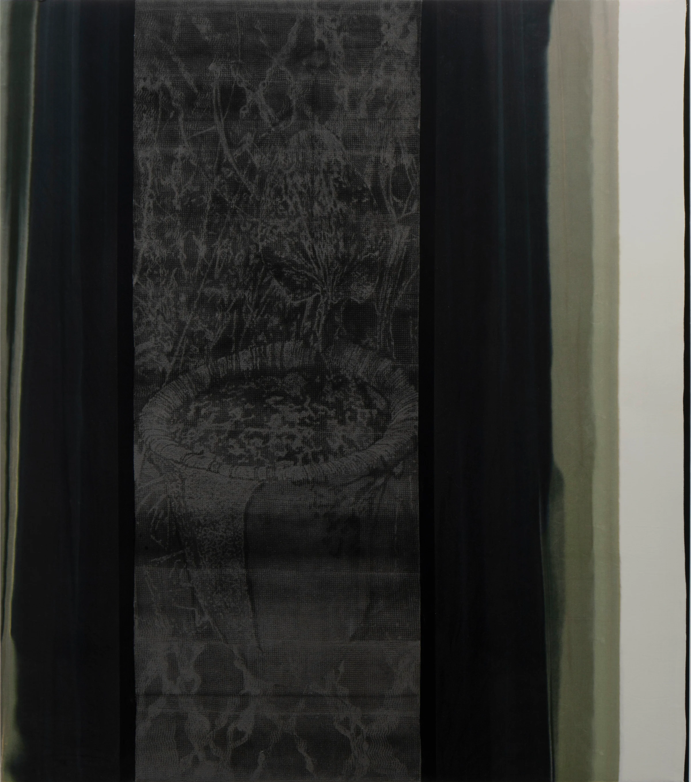 Nepenthes Attenboroughii, 2023, Mixed media on velvet, 98 7/16 x 86 5/8 in 250 x 220 cm