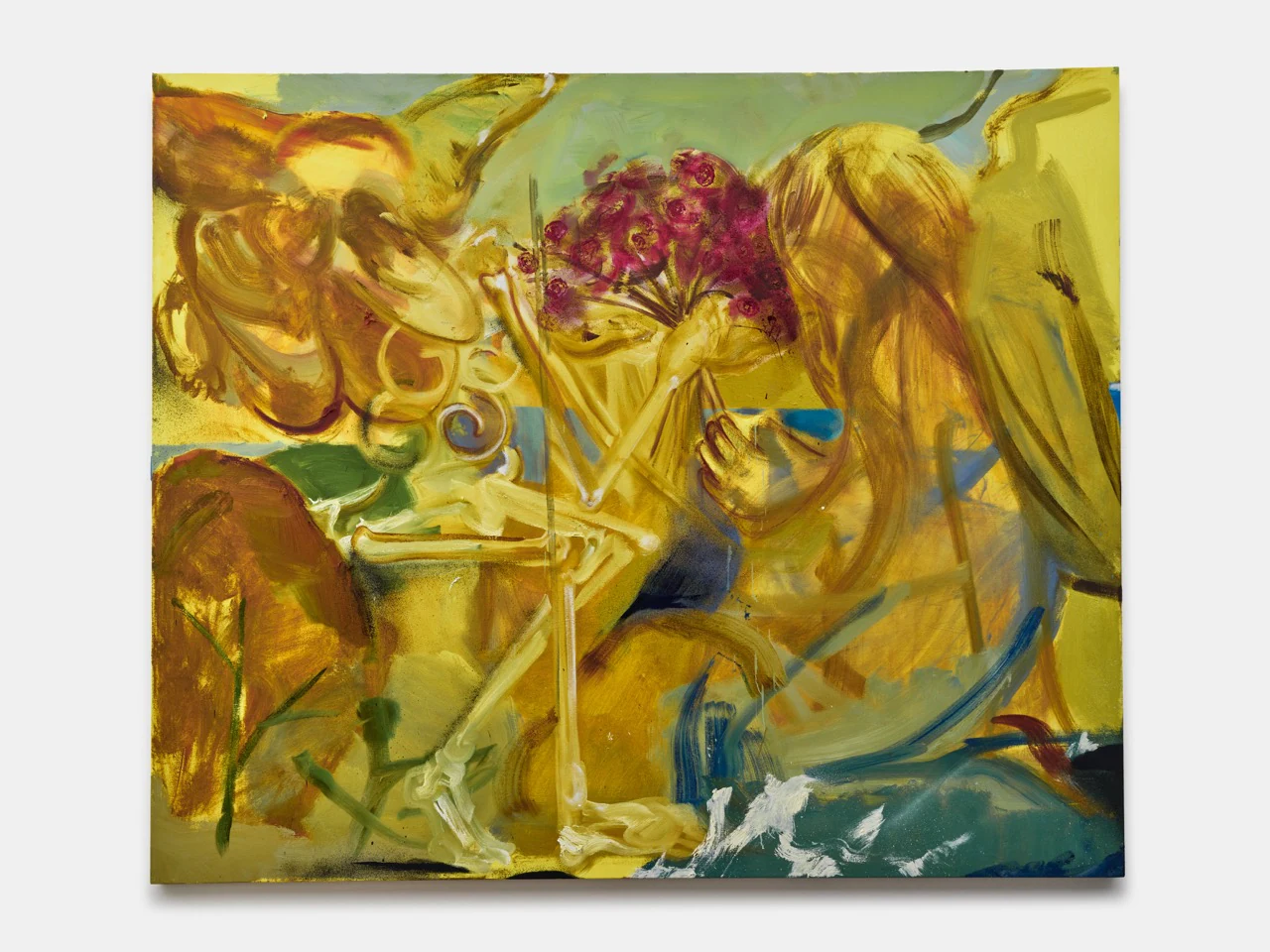 Marco Paul, Sunrise on Grand Street (in yellow ochre, like gold), 2024, Oil paint, aerosol, on canvas, 72 x 86 in, 182.9 x 218.4 cm