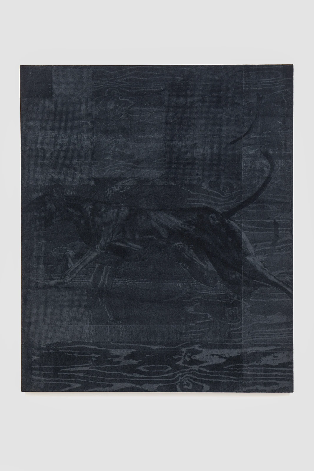 Leonardo Meoni, Cirneco, 2025, Mixed media on velvet, 71 x 59 in 180 x 150 cm