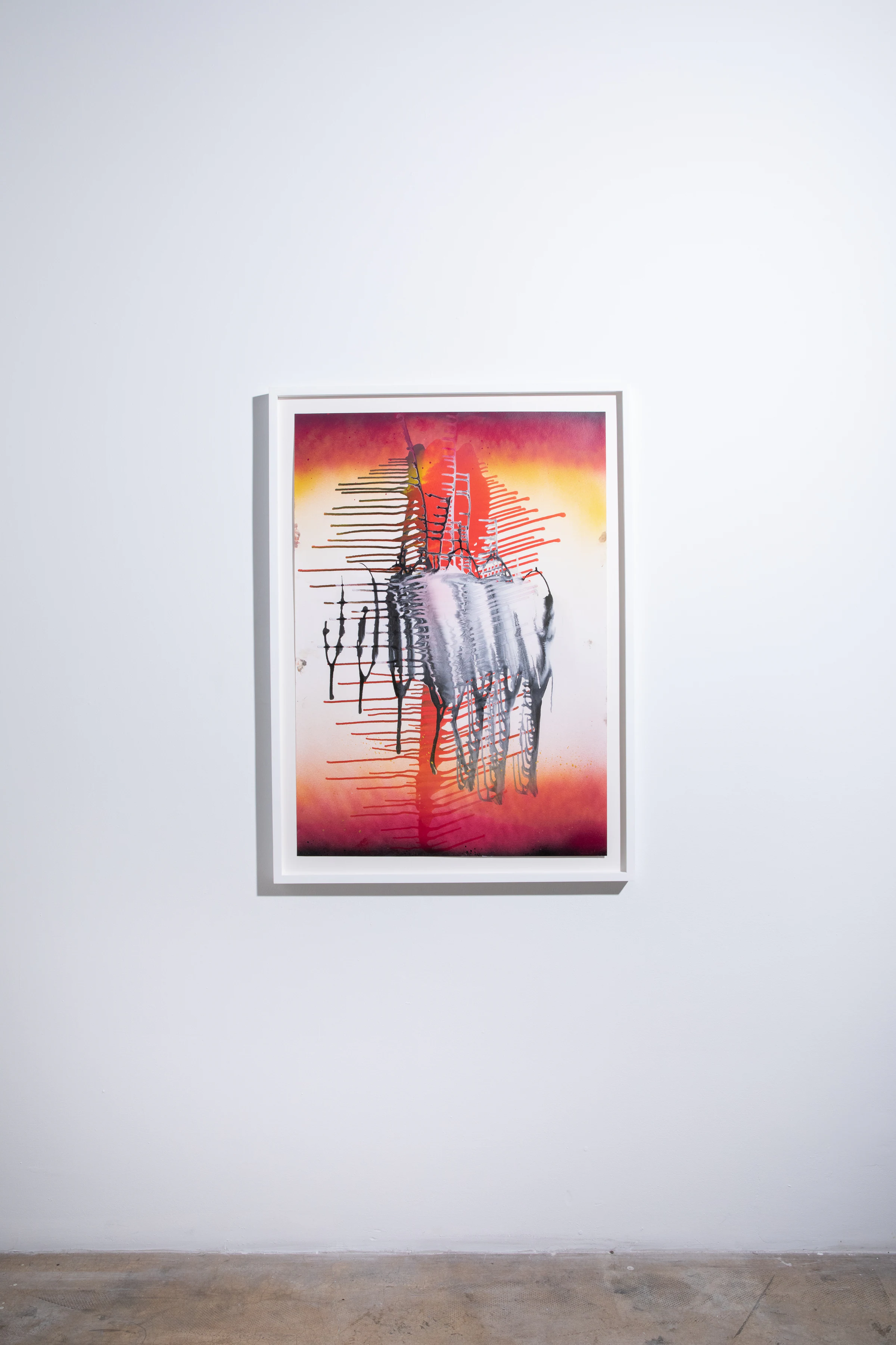 Felicidad Moreno, Sin título, 2022, Oil, enamel and spray on paper, 39 3/8 x 27 1/2 in, 100 x 70 cm (Unframed) 44 x 32 in, 111.8 x 81.3 cm (Framed)