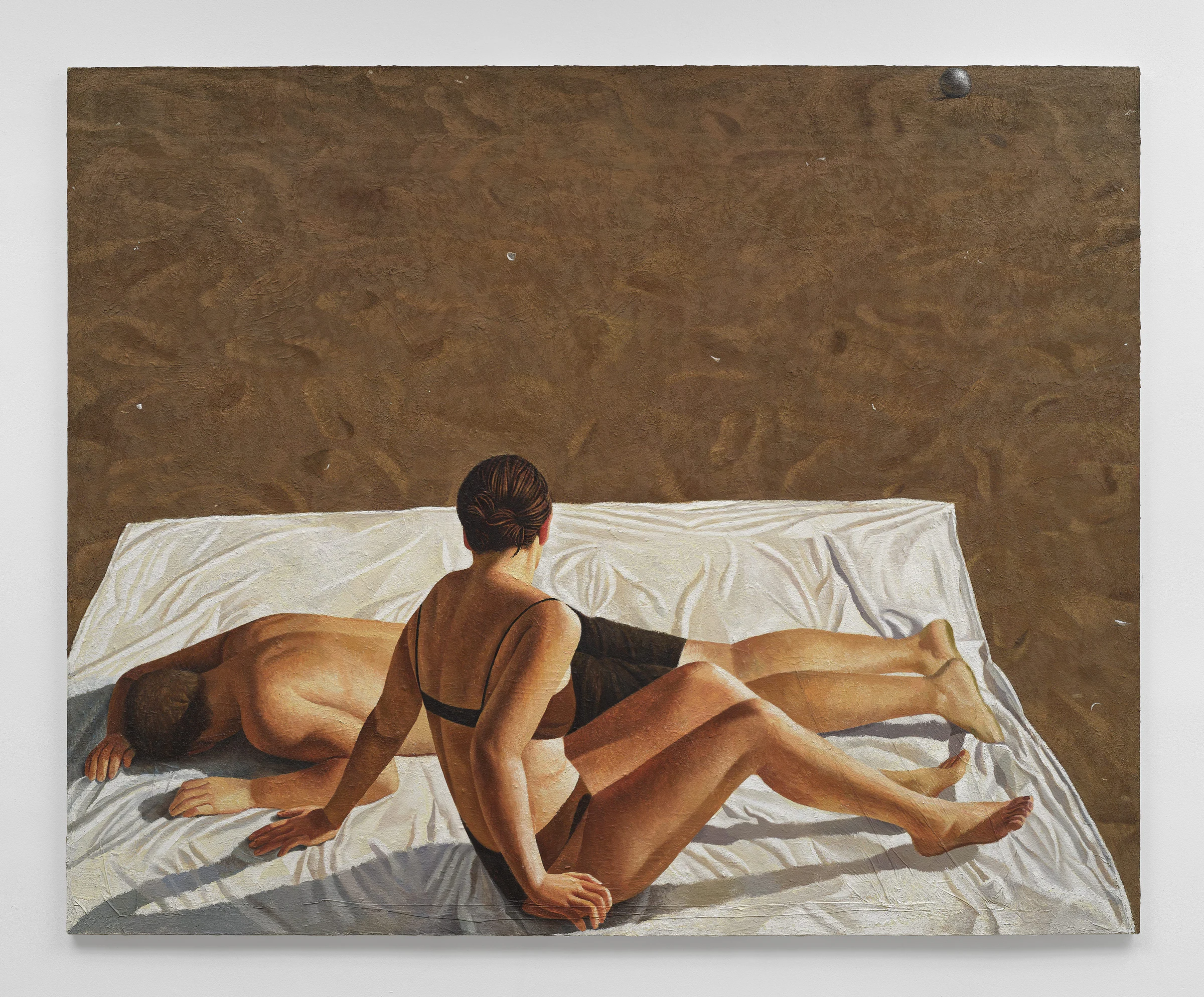 Vittorio Marella, Il sonno, 2026, Mixed media on linen, 82 5/8 x 66 7/8 in 210 x 170 cm