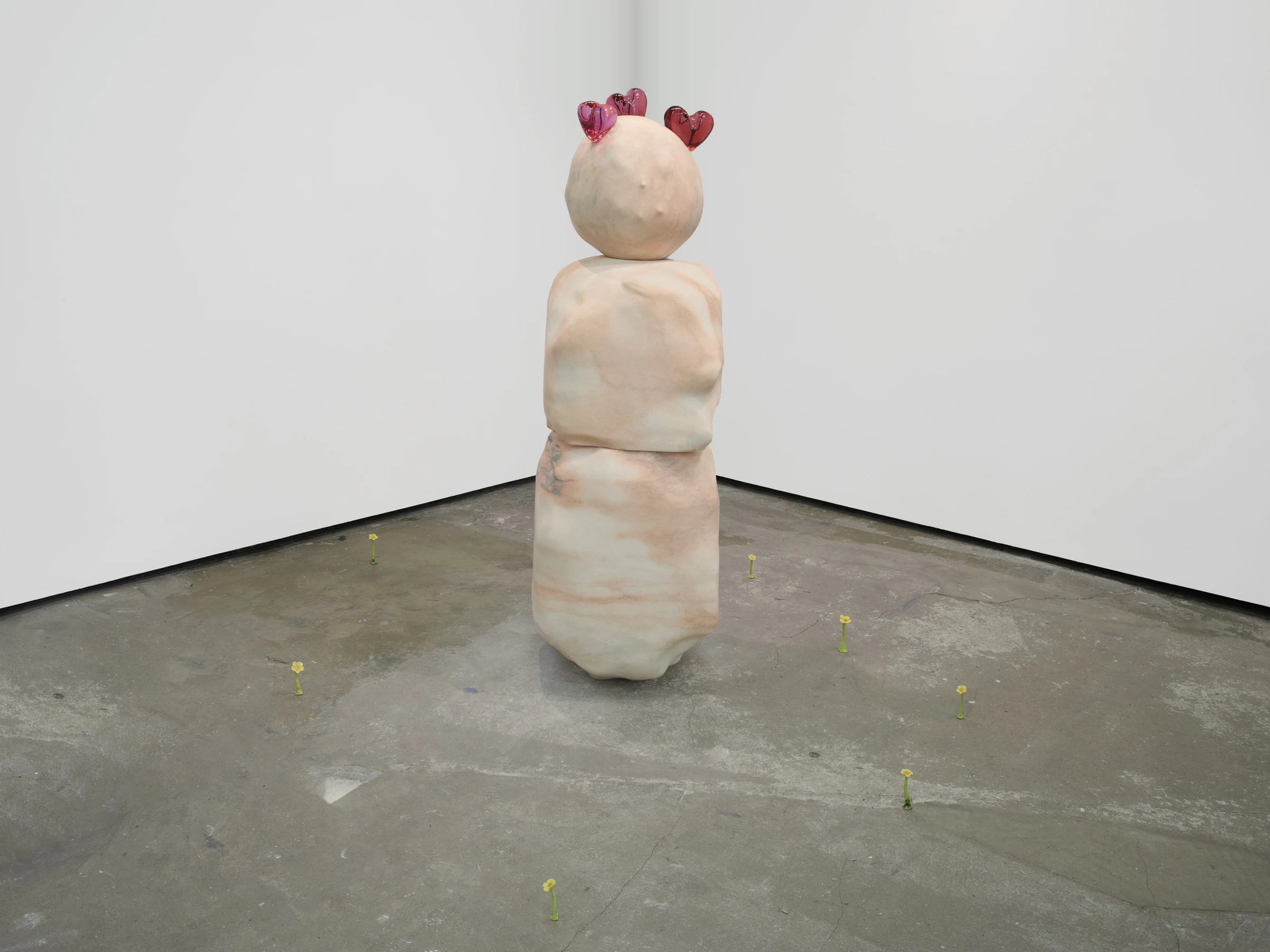 Yves Scherer, Imagine, 2025, Sunset marble and hand sculpted glass , 67 3/4 x 50 3/8 x 38 in 172 x 128 x 97 cm