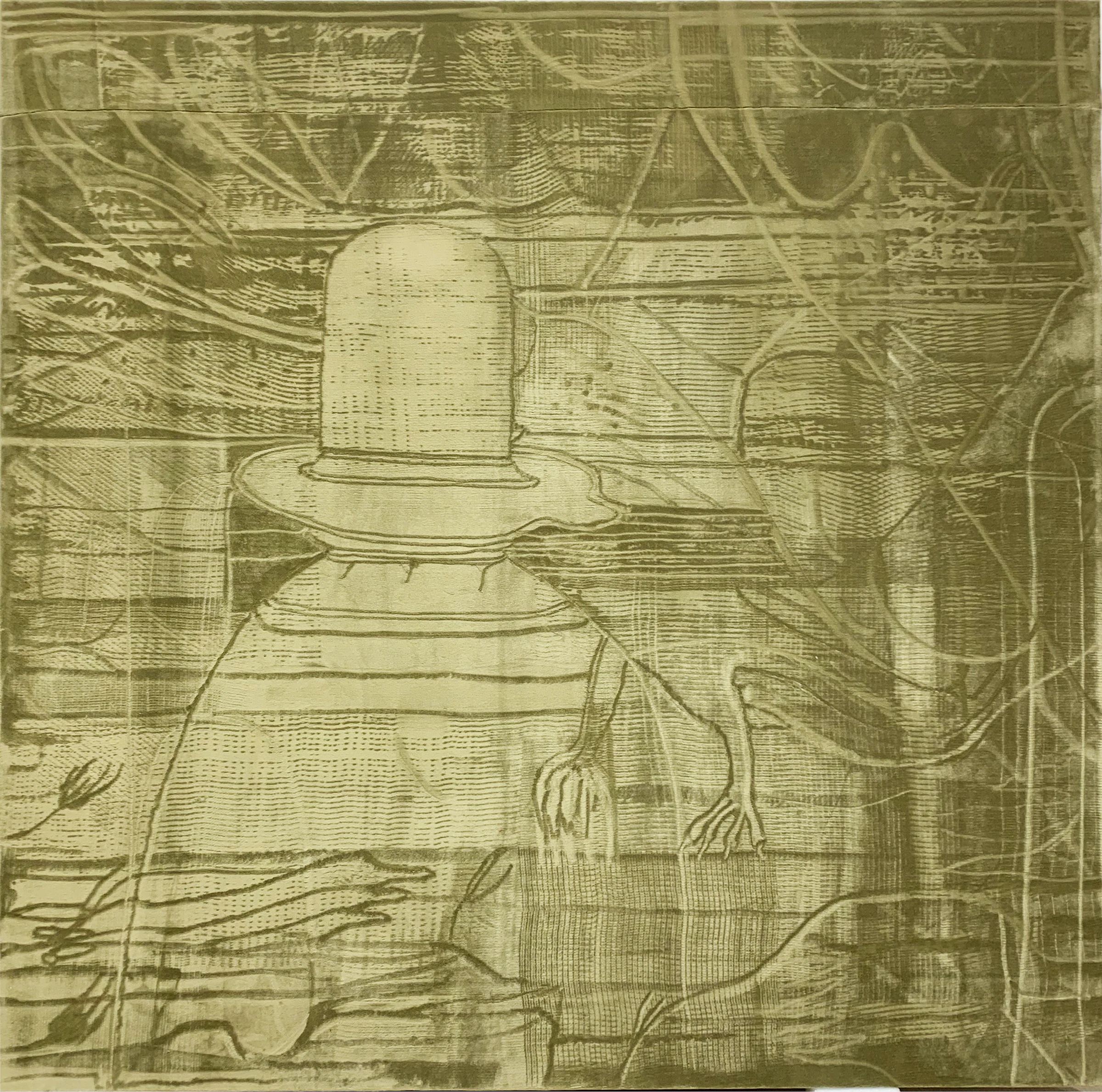 Leonardo Meoni, Fountain II, 2021, Mixed Media on Velvet, 59 1/8 x 59 1/8 in, 150 x 150 cm