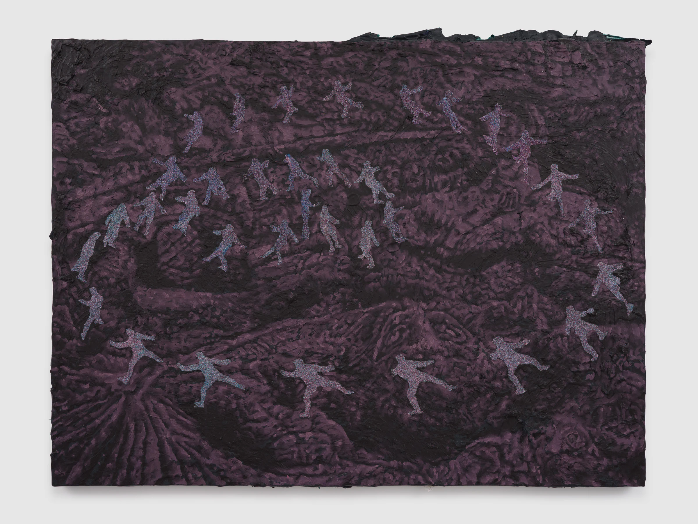Adrian Schachter, Rotheneuf rocks/Bror Meyer’s skaters, 2024, Acrylic, oil, and tempera on canvas, 36 1/2 x 48 in 92.5 x 122 cm