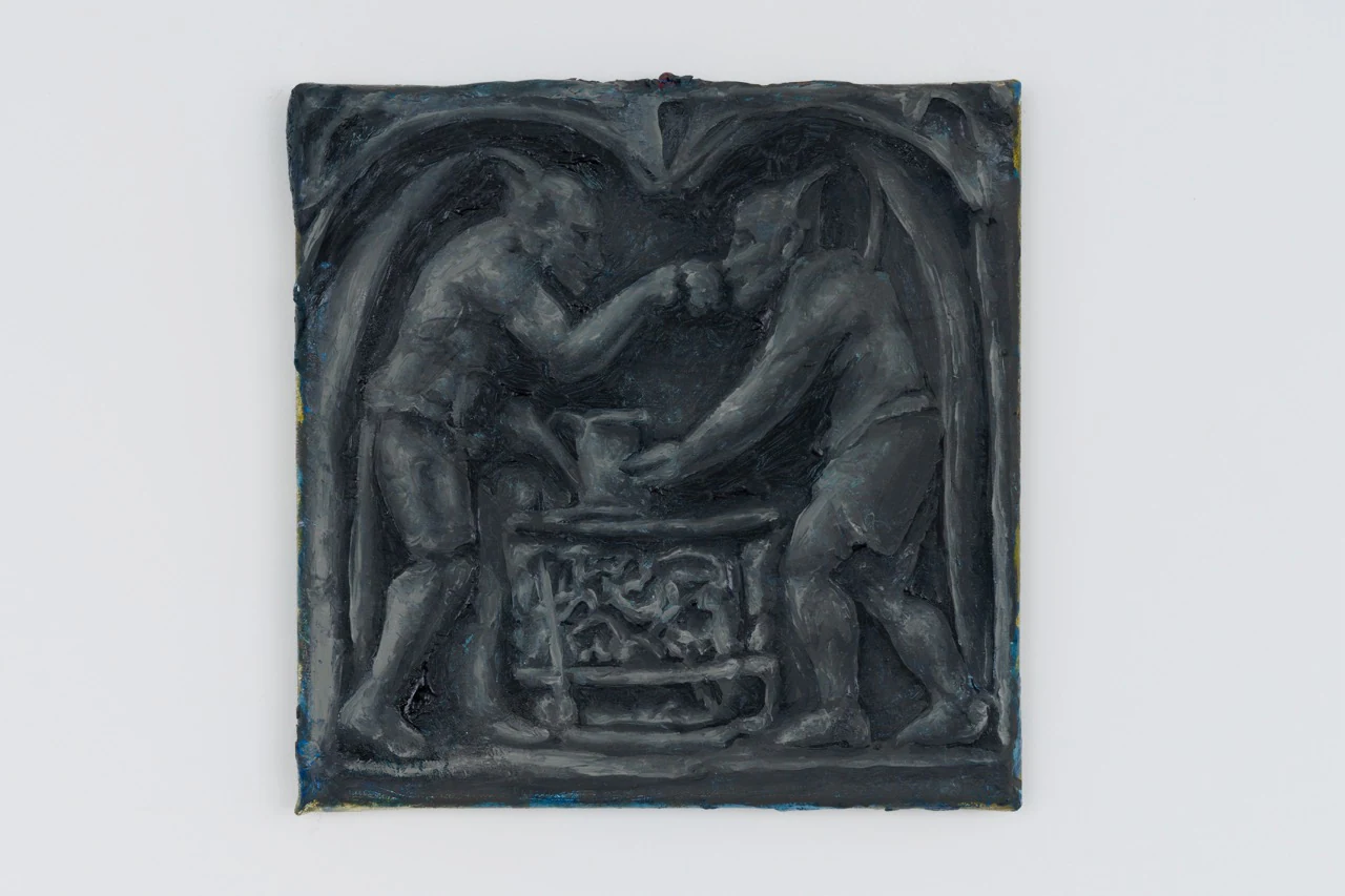 Adrian Schachter, Relief (bat cave 3), 2024, Oil and acrylic on canvas, 7 3/4 x 7 3/4 in 20 x 20 cm