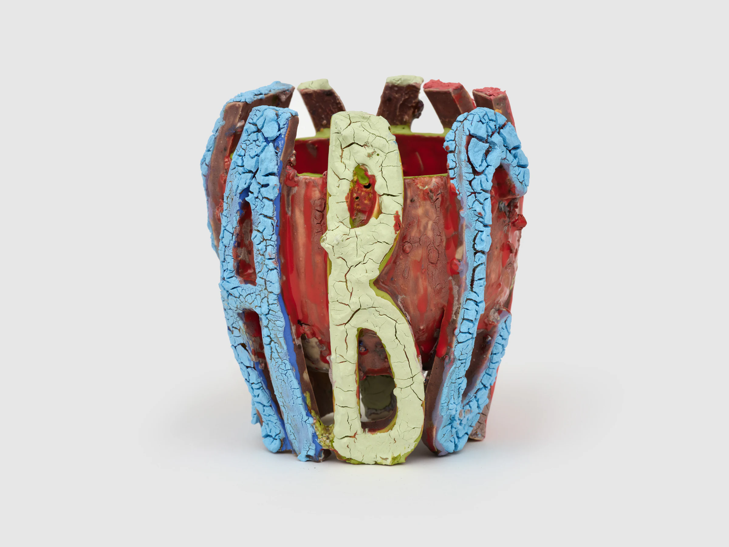 Adrian Schachter, Alphabet bowl 1, 2024, Glazed ceramic, 6 1/2 x 7 x 7 in 16.5 x 18 x 18 cm