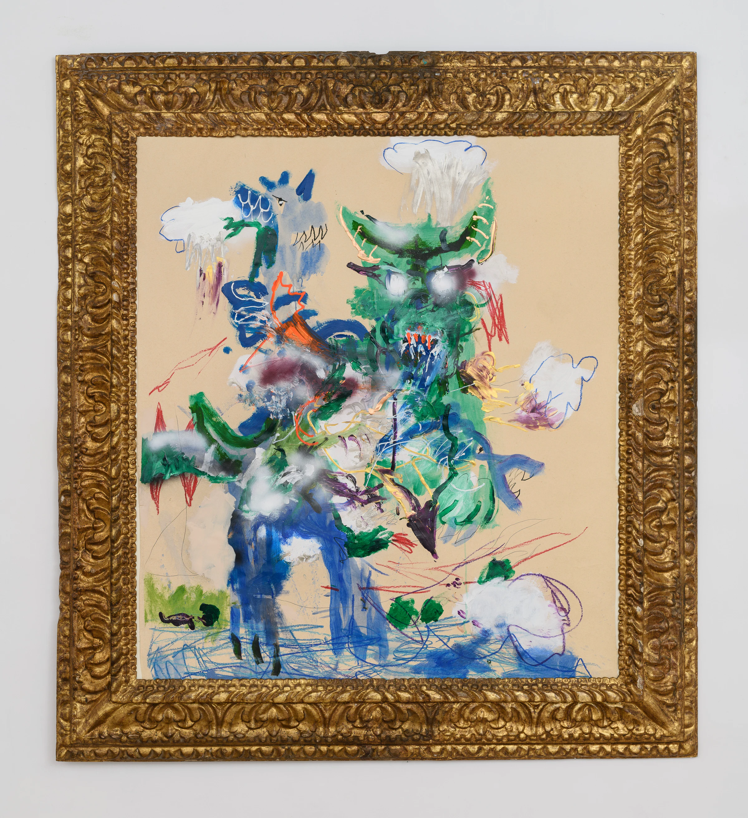 Robert Nava, Cloud and Water Dragon, 2023, Acrylic and grease pencil on paper, 51 3/16 x 44 1/2 in, 130 x 113 cm