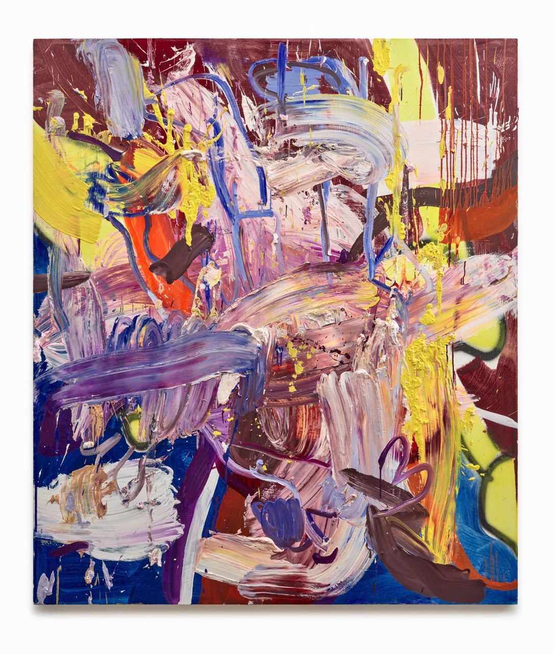 Federico de Francesco, Swim to Twin Beach, 2024, Oil, acrylic, and wax on canvas, 84 x 72 in, 213.4 x 182.9 cm