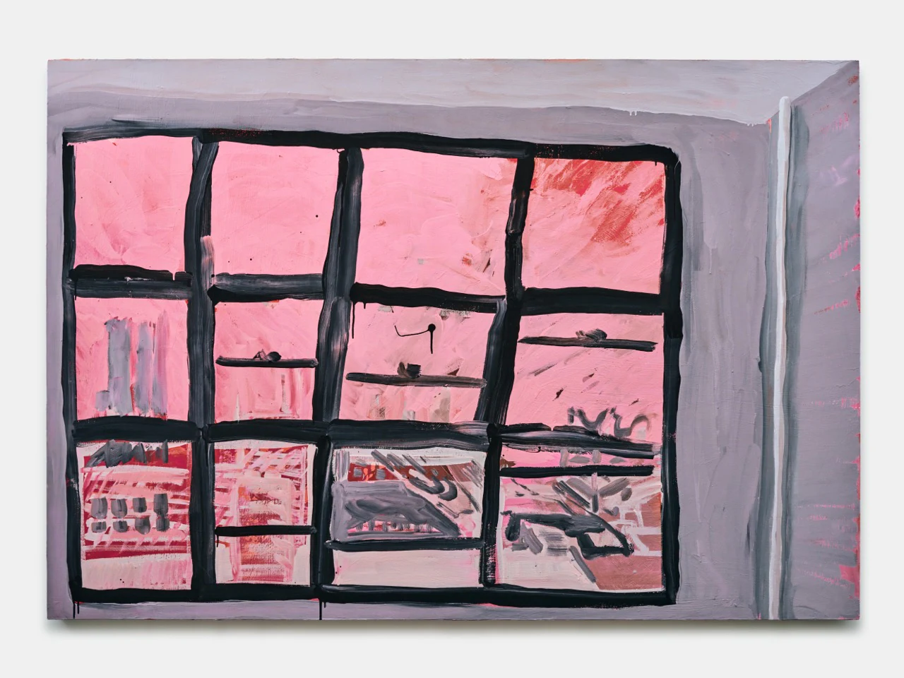 Paul Cooley, Bushwick December 9th (early afternoon sun), 2023, Egg tempera on canvas, 53 x 77 in, 134.6 x 195.6 cm