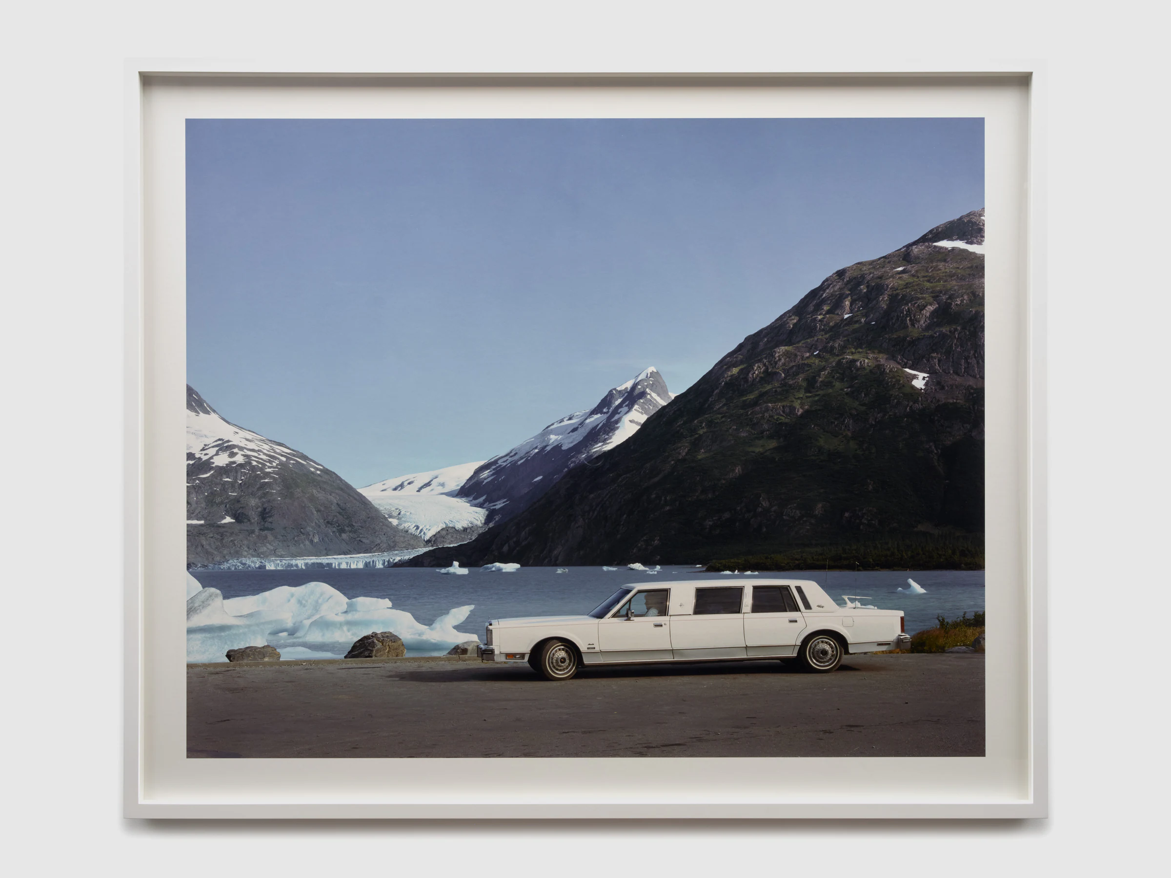 Joel Sternfeld, Portage Glacier, Alaska, July, 1984, Edition 5 of 10 +2 Aps, Archival Pigment Print, 41 1/2 x 52 in 105 x 132 cm (unframed) 49 1/2 x 60 in, 126 x 152 cm (framed)
