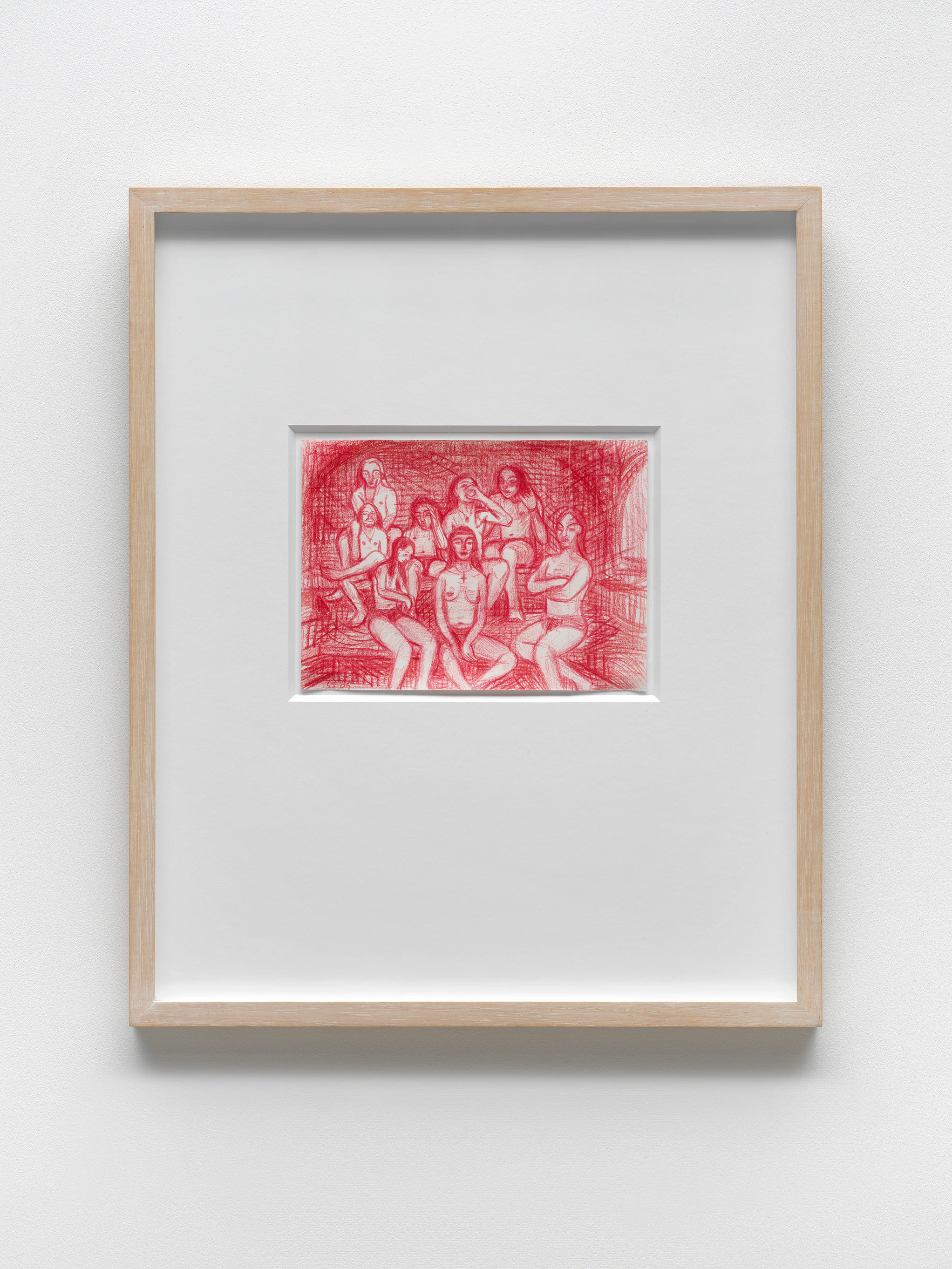 Steven Shearer, Bastu, 2009, Crayon on Japan paper, 4 15/16 x 6 11/16 in, 12.5 x 17 cm (Unframed) 16 5/16 x 13 3/8 x 13/16 in, 41.5 x 34 x 2 cm (Framed)