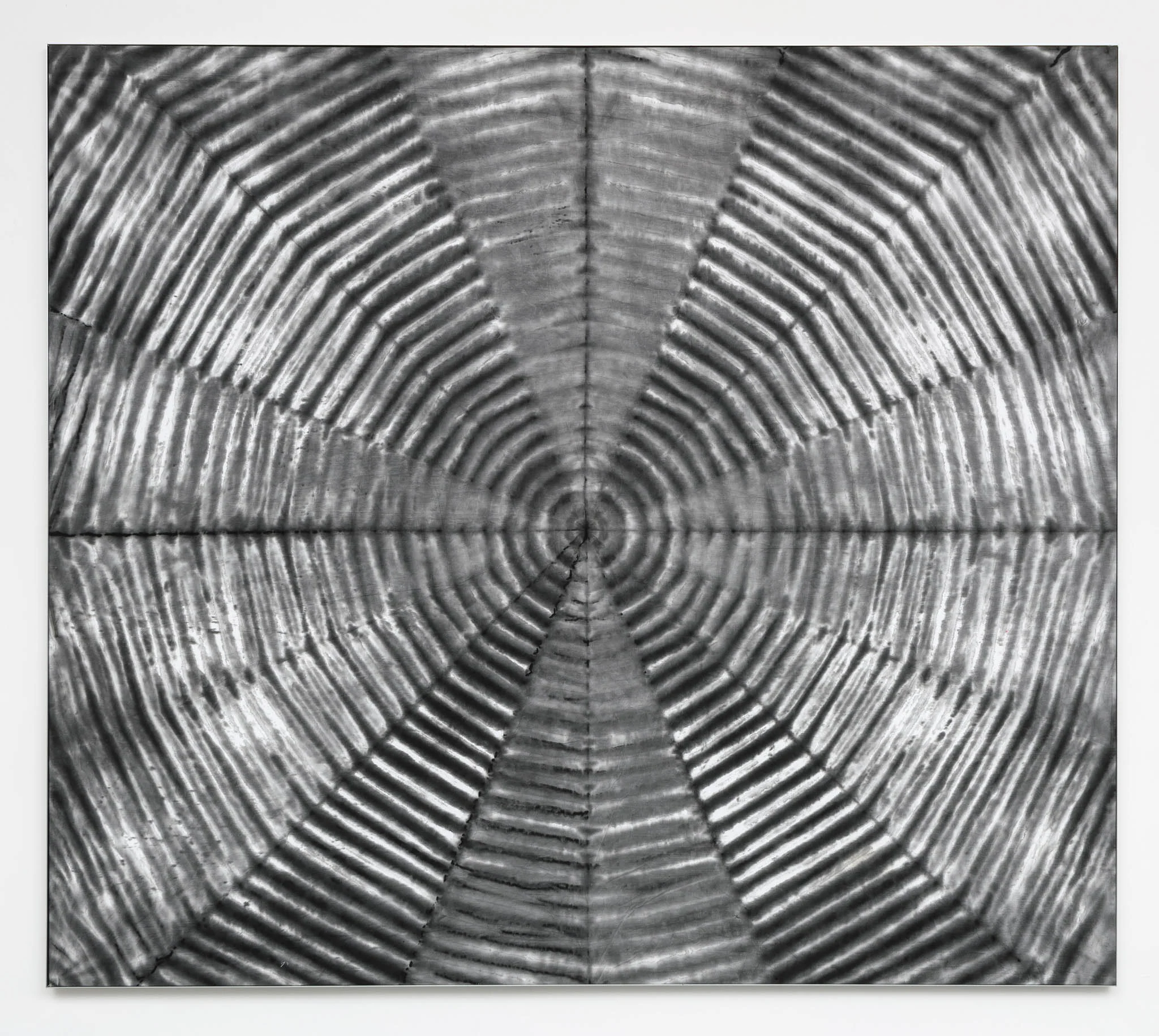 Daniele Milvio, Radio Mestizia, 2025, China ink on canvas, aluminum frame, 90 3/4 x 103 1/8 in, 230.5 x 262 cm