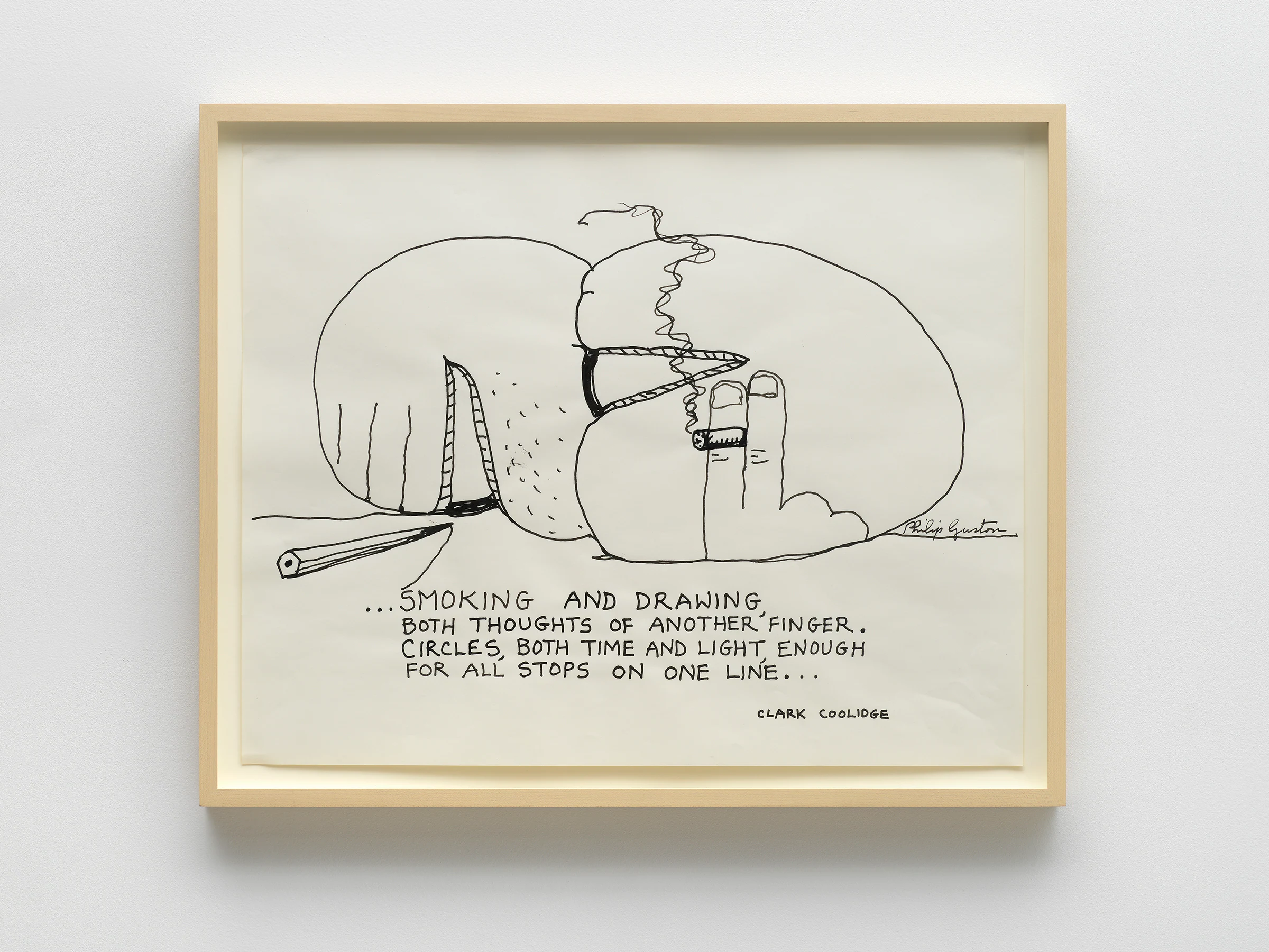 Philip Guston, ...Smoking and Drawing, 1972-75, Ink on paper , 19 x 24 in, 48.3 x 61 cm (Unframed) 21 1/2 x 26 1/2 x 1 5/8 in, 54.6 x 67.3 x 4 cm (Framed)