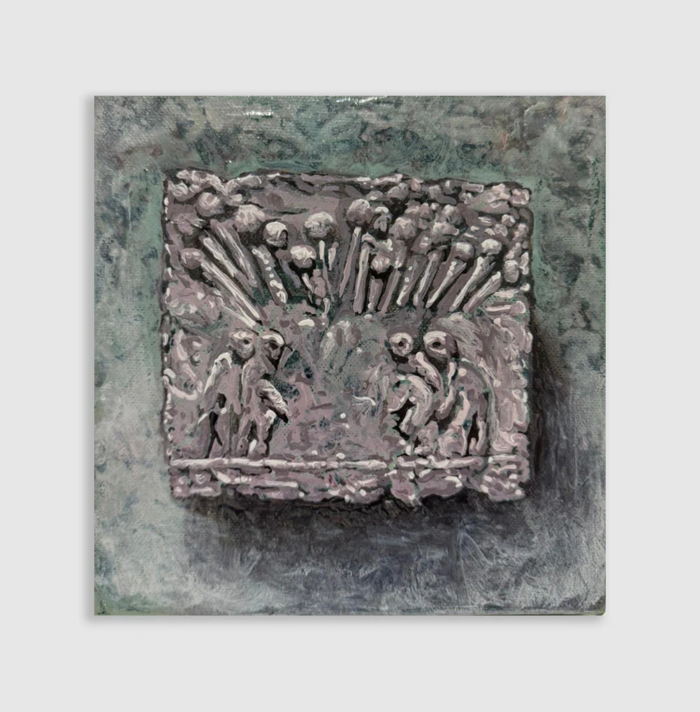 Adrian Schachter, Relief (before izmit 2), 2025, Oil on canvas, 8 1/8 x 8 1/8 in, 20.5 x 20.5 cm