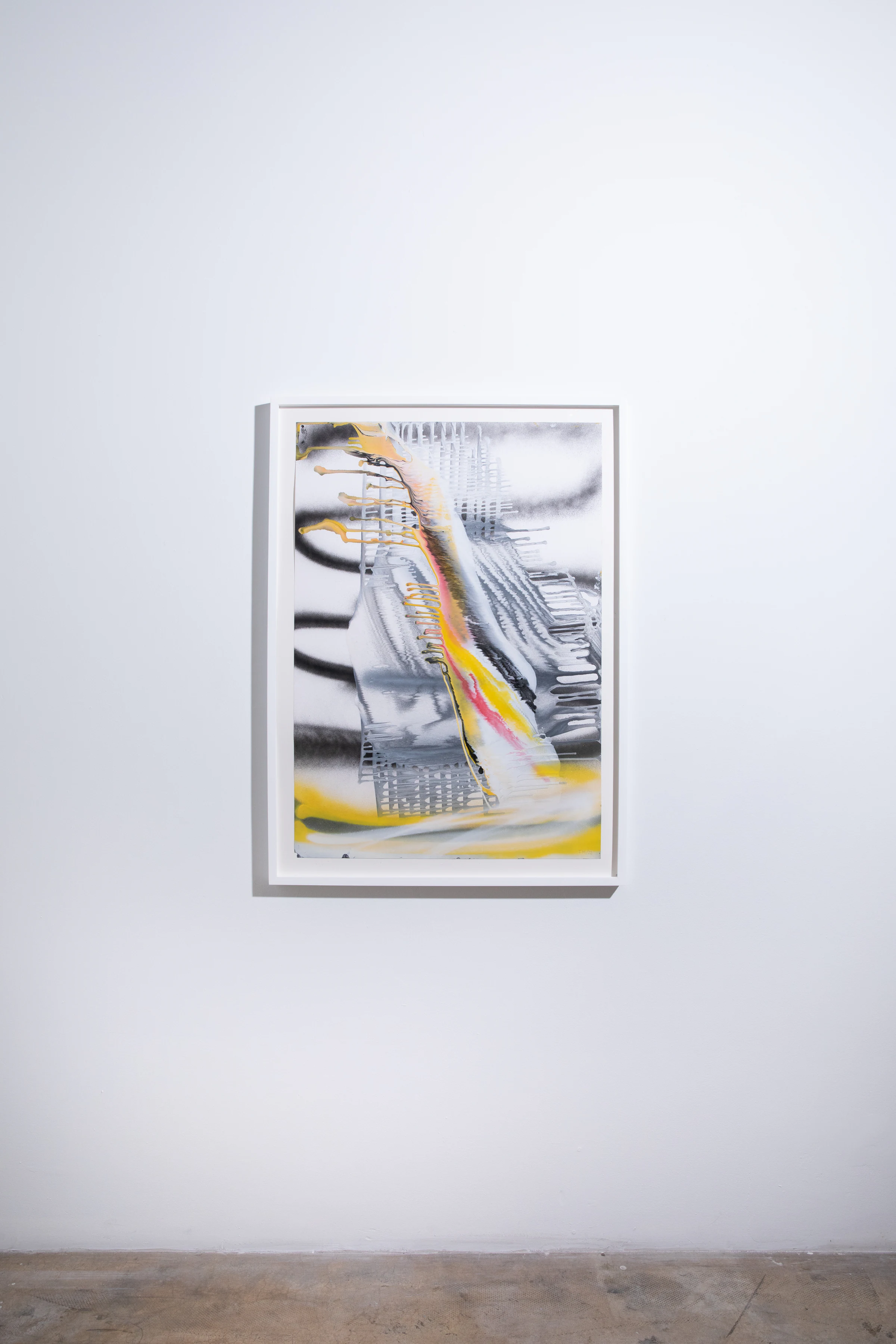 Felicidad Moreno, Sin título, 2022, Oil, enamel and spray on paper, 39 3/8 x 27 1/2 in, 100 x 70 cm (Unframed) 44 x 32 in, 111.8 x 81.3 cm (Framed)