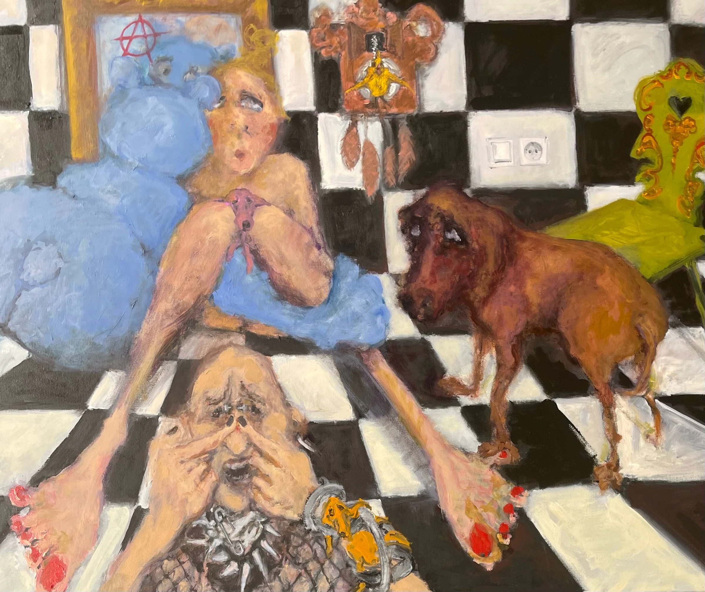 Puppies Are Gonna Be Dogs, 2022, Oil on Canvas, 47 1/4 x 57 1/8 in 120 x 145 cm