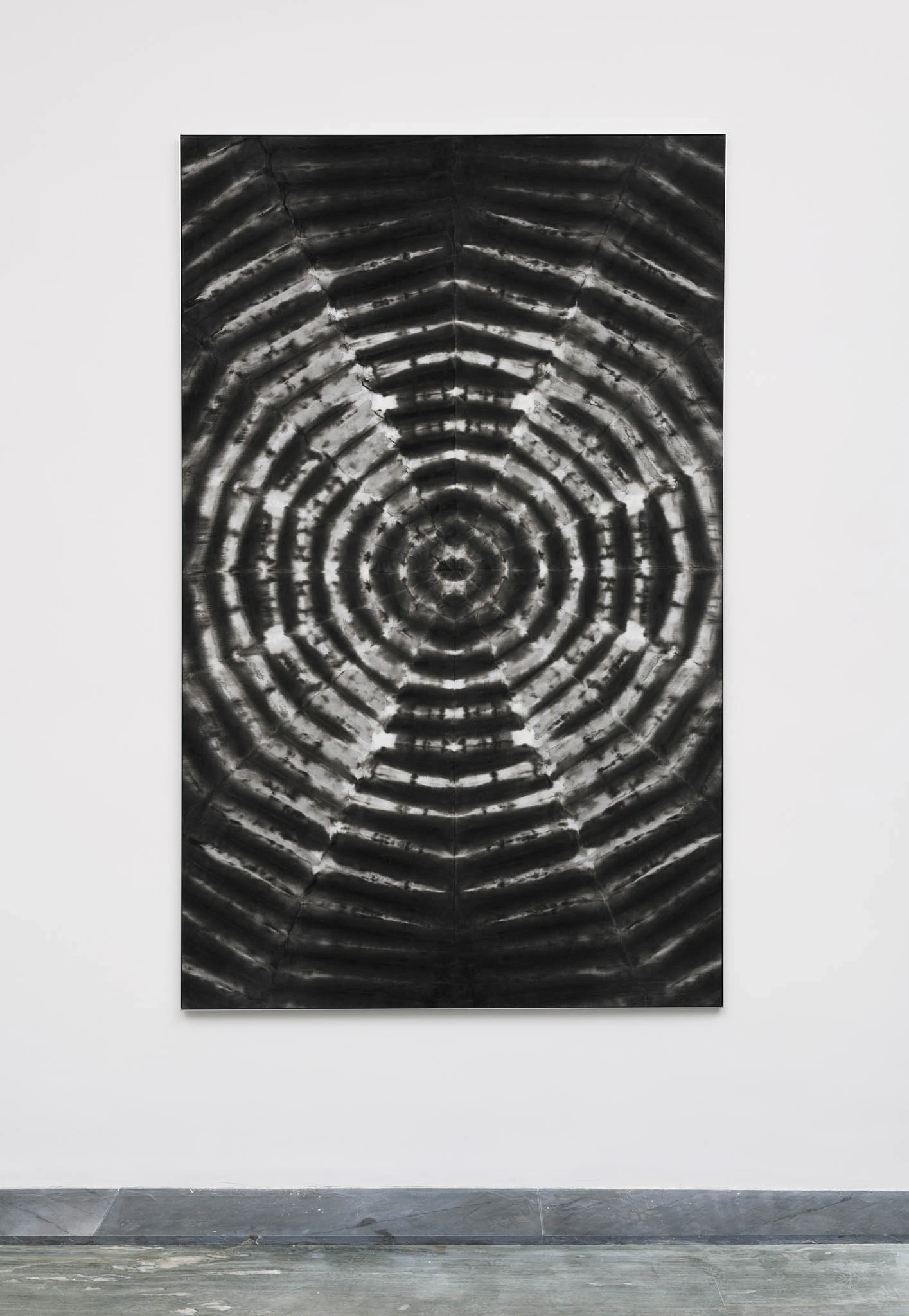 Daniele Milvio, Per voi il lavoro è un breve fastidio tra un aneddoto e un altro, 2025, China ink on canvas, aluminum frame, 82 3/4 x 51 1/8 in, 210.2 x 130 cm