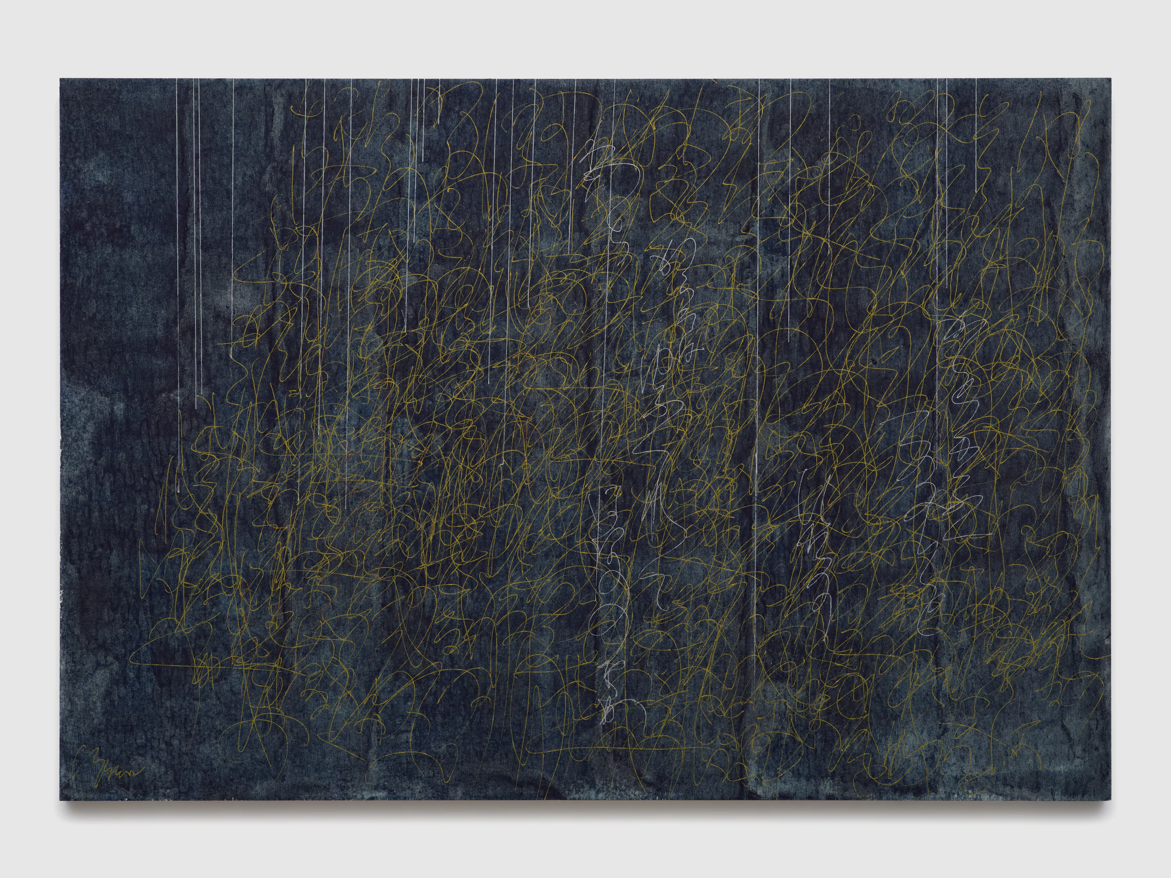 Issen Nishigaki, Untitled, 2025, Sumi acrylic on panel, 19 1/2 x 28 1/2 in 50 x 72 cm