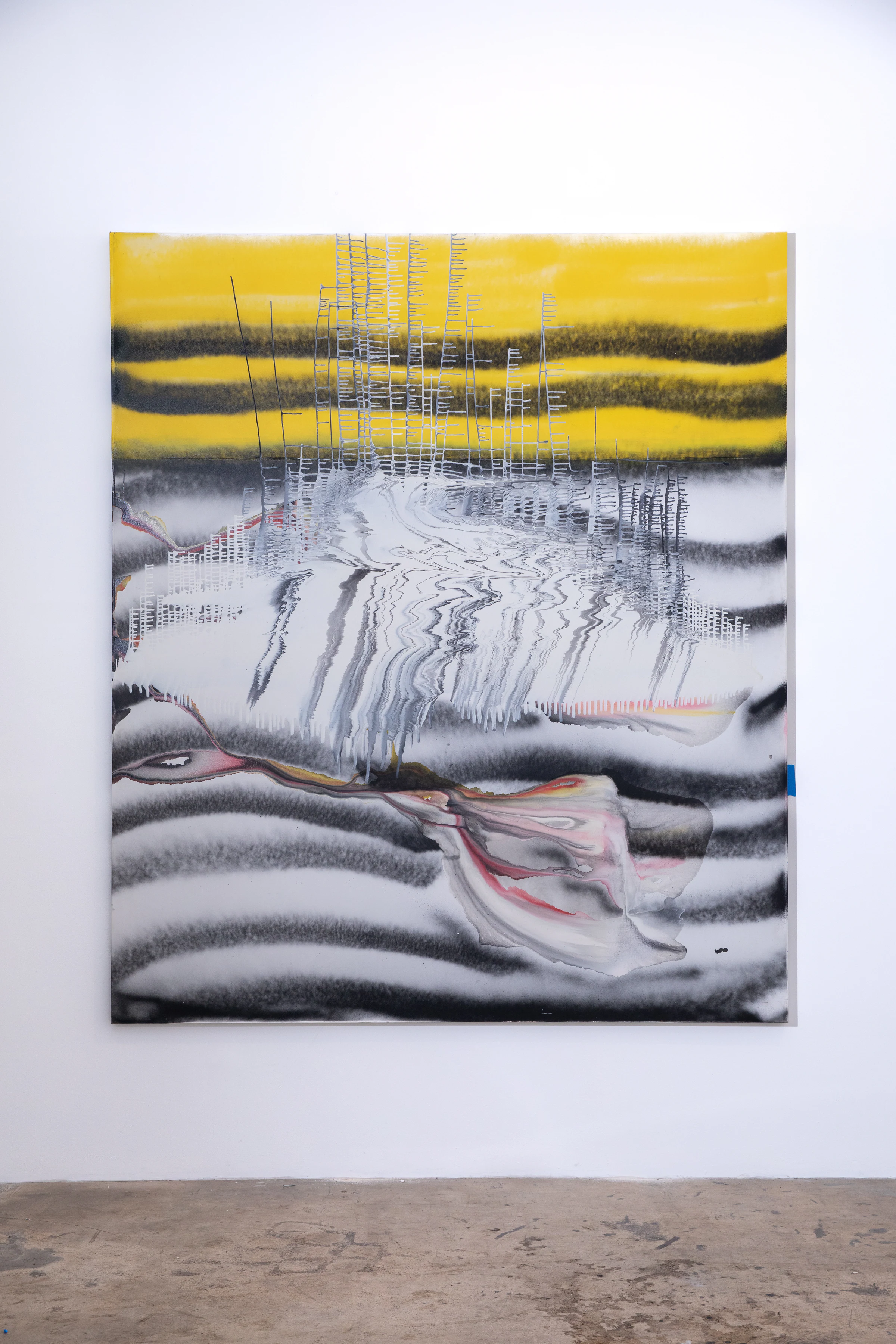 Felicidad Moreno, Sin título, 2022, Oil, enamel and spray on canvas, 110 1/4 x 94 1/2 in 280 x 240 cm