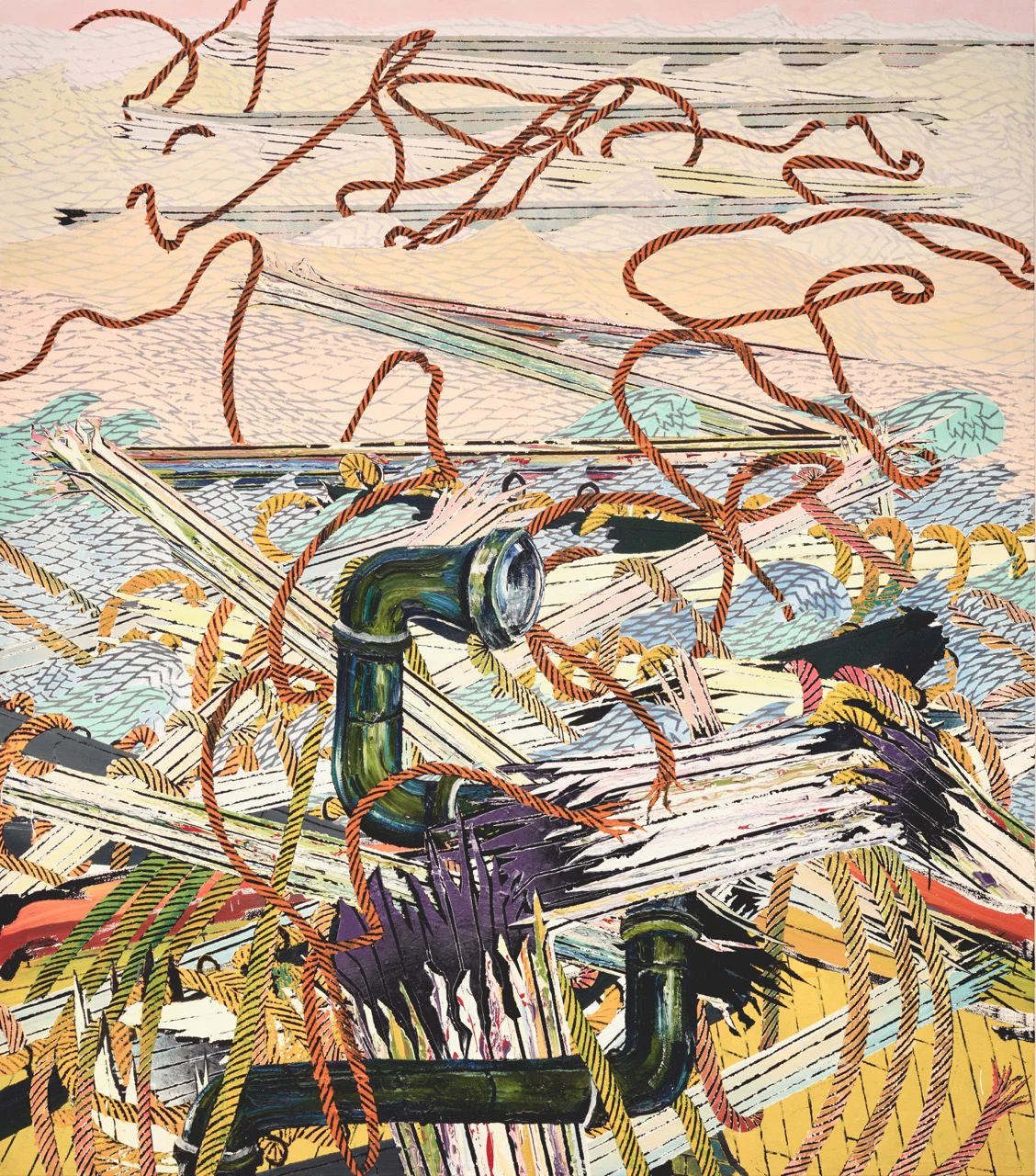 Andrew Piedilato,Periscope, 2023, Oil, alkyd, acrylic on canvas, 84 x 74 in 213 x 188 cm